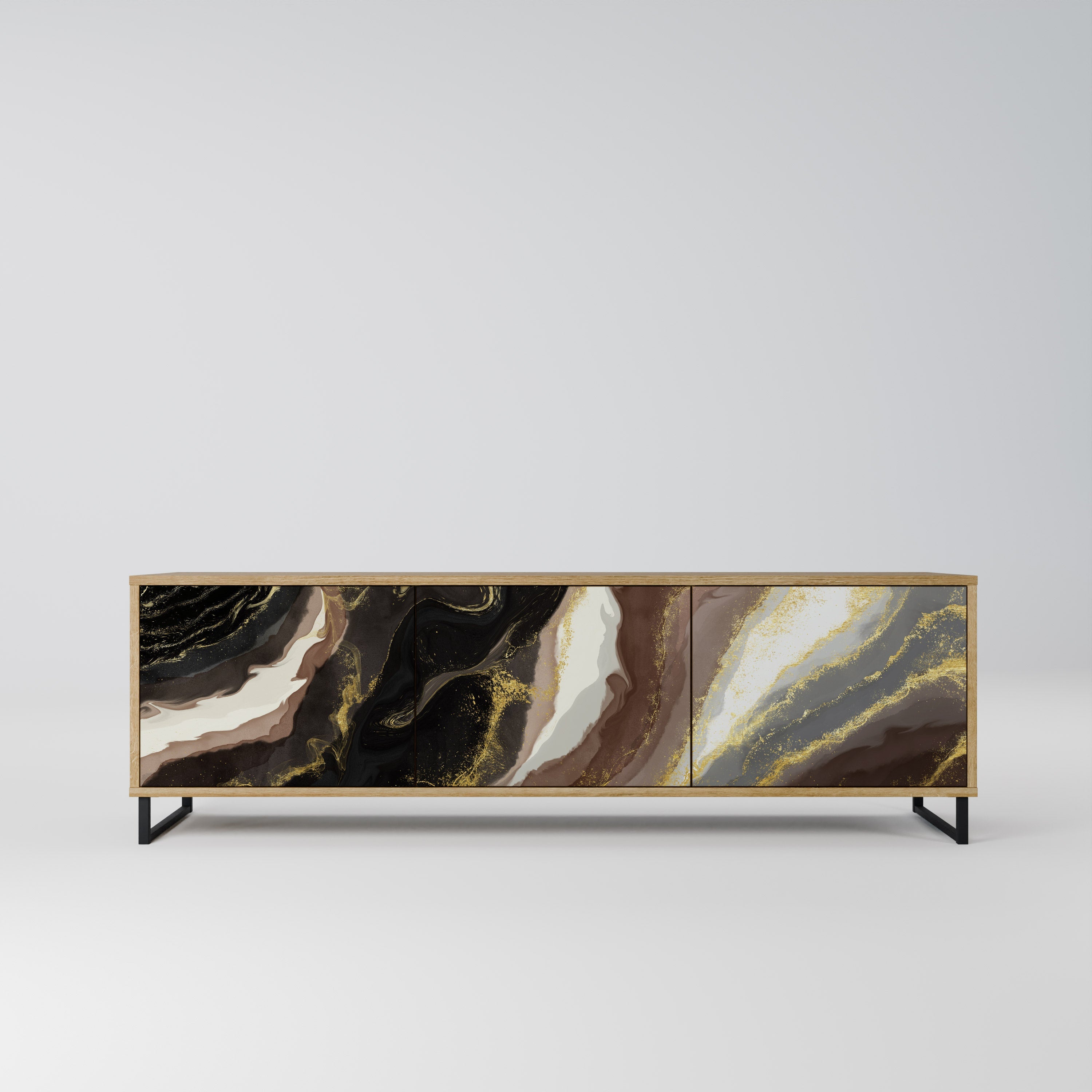 Meuble TV 3 portes GOLD DUST effet chêne