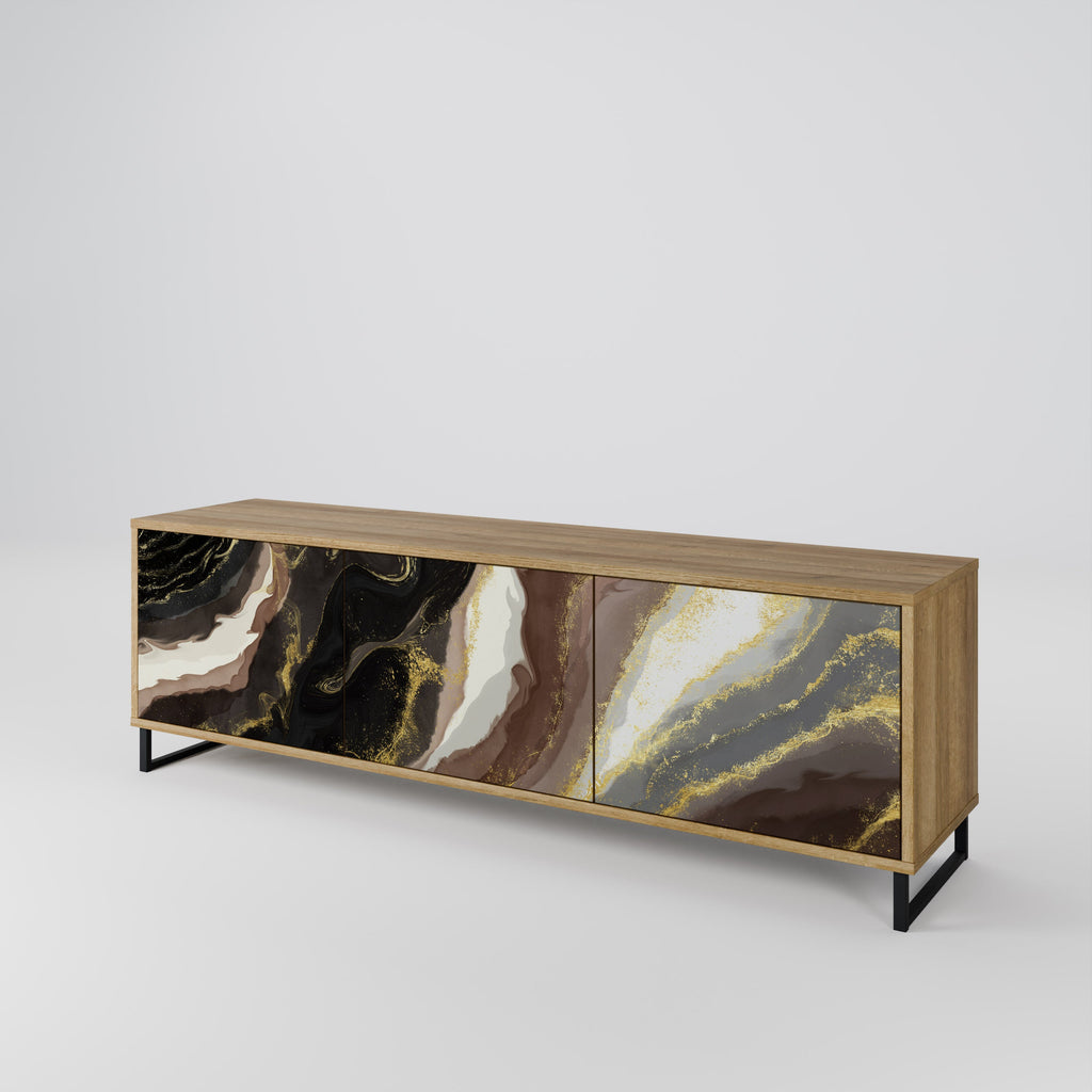 Meuble TV 3 portes GOLD DUST effet chêne