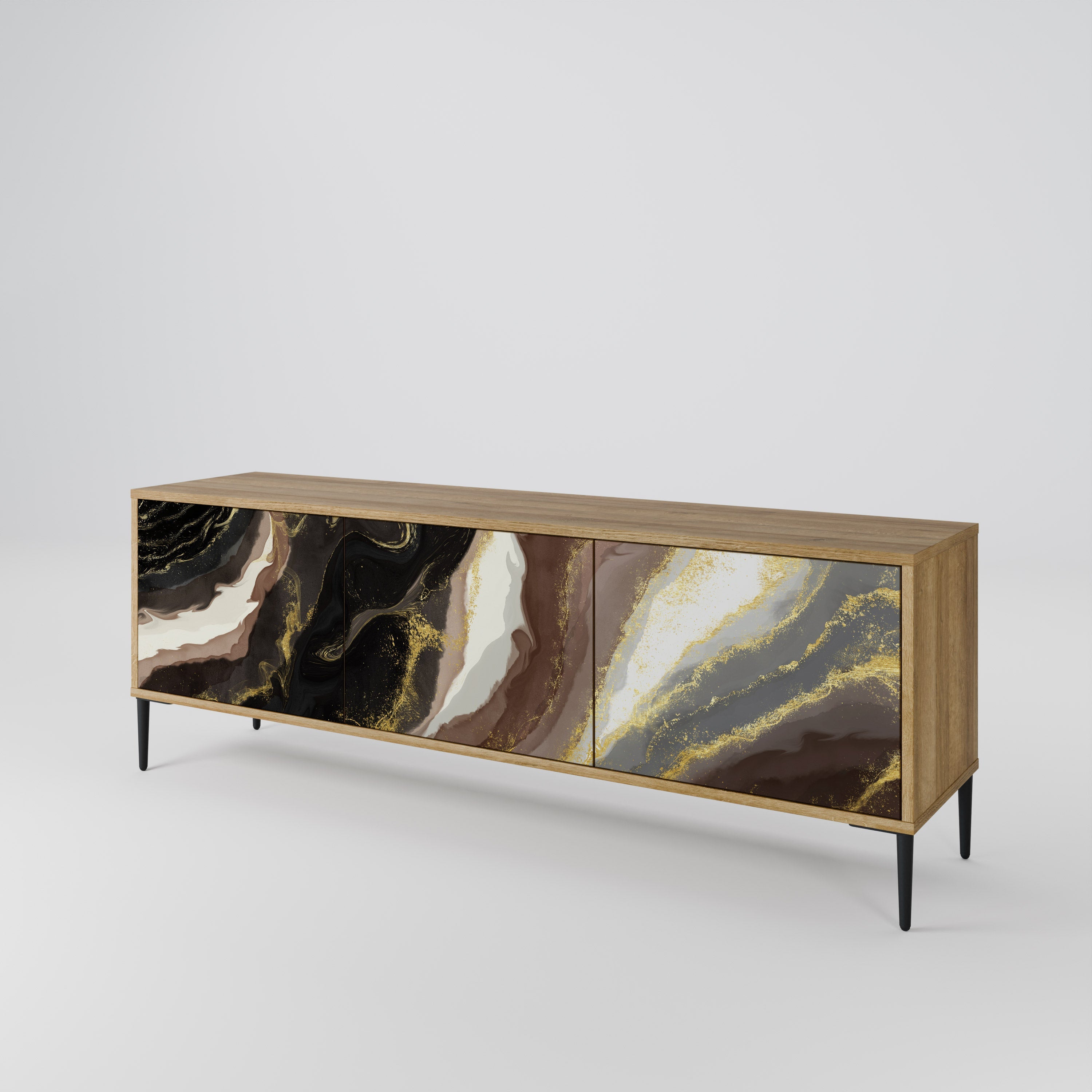 Meuble TV 3 portes GOLD DUST effet chêne