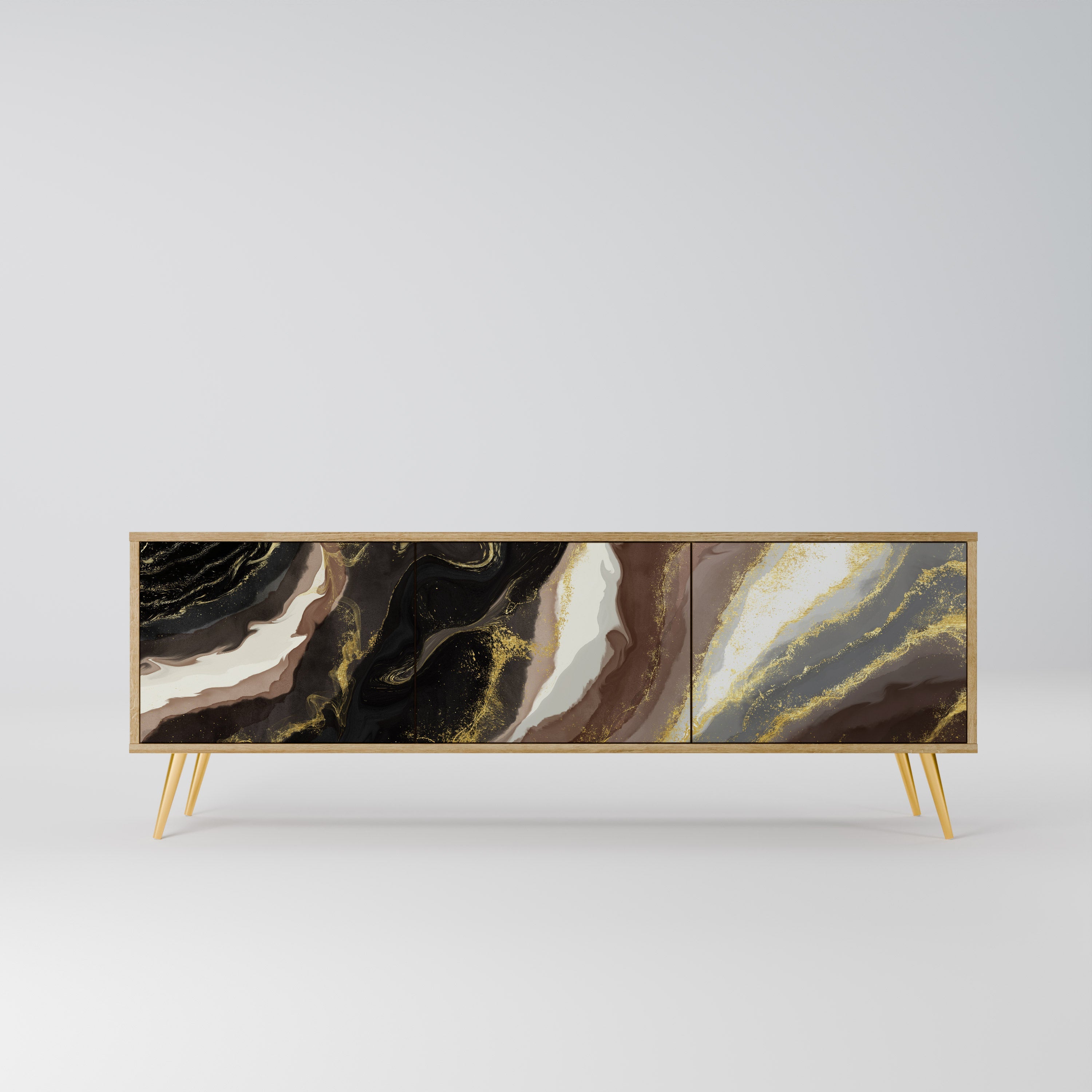 Meuble TV 3 portes GOLD DUST effet chêne