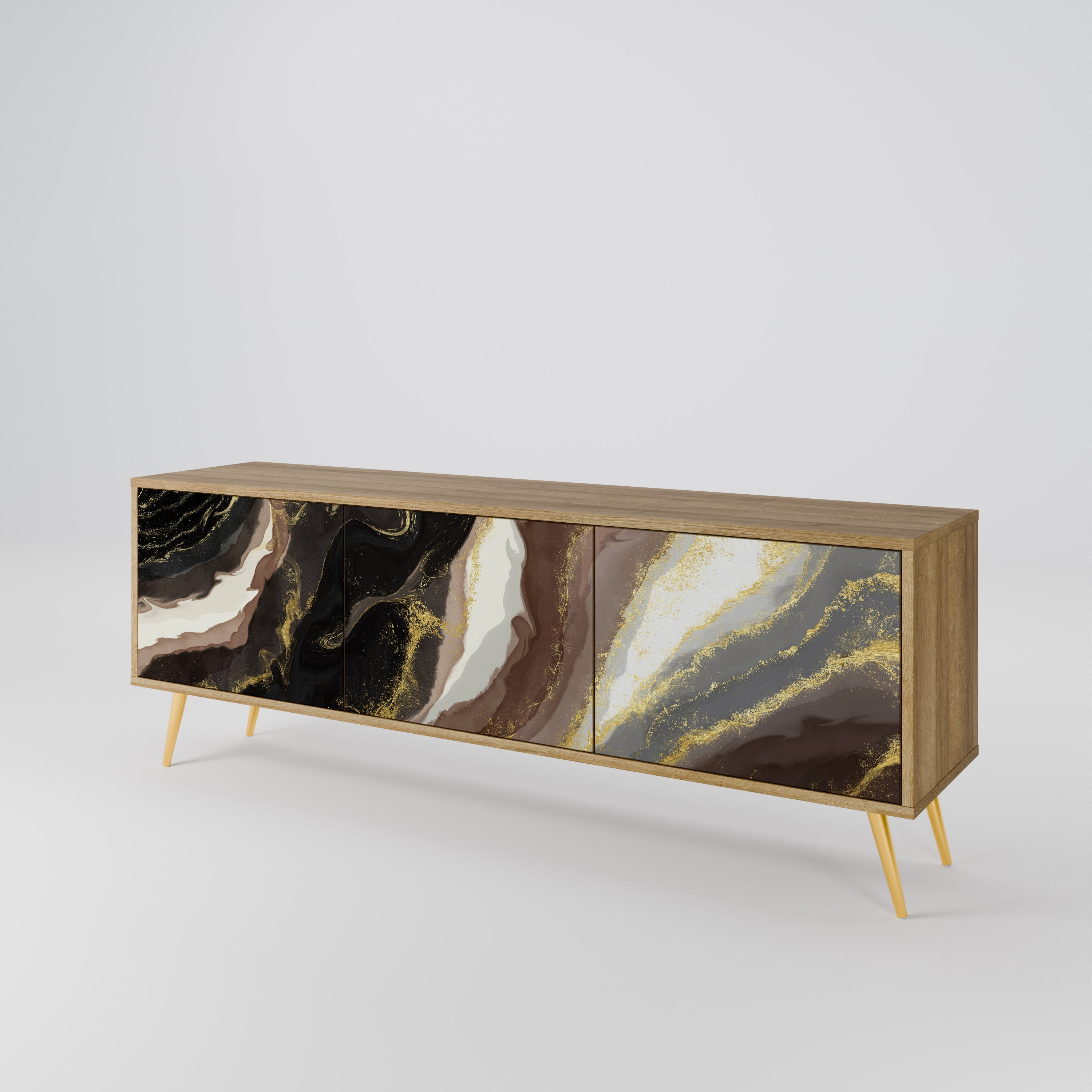 Meuble TV 3 portes GOLD DUST effet chêne