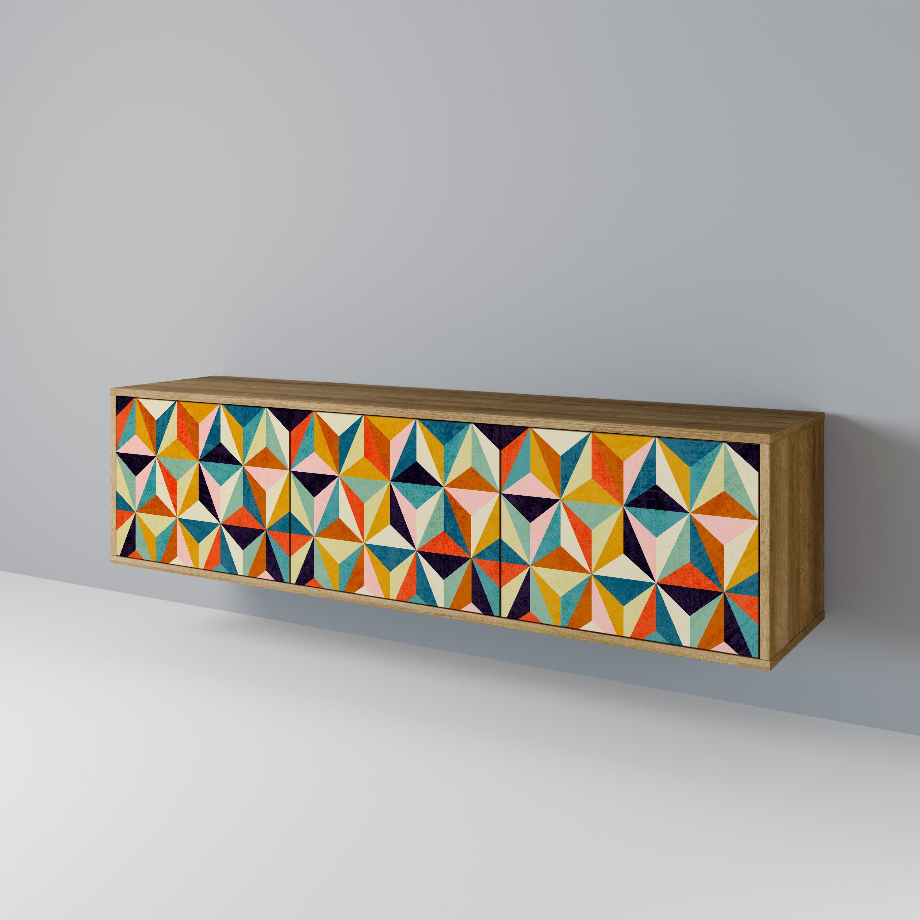 Meuble TV 3 portes TESSELATE TREASURES effet chêne