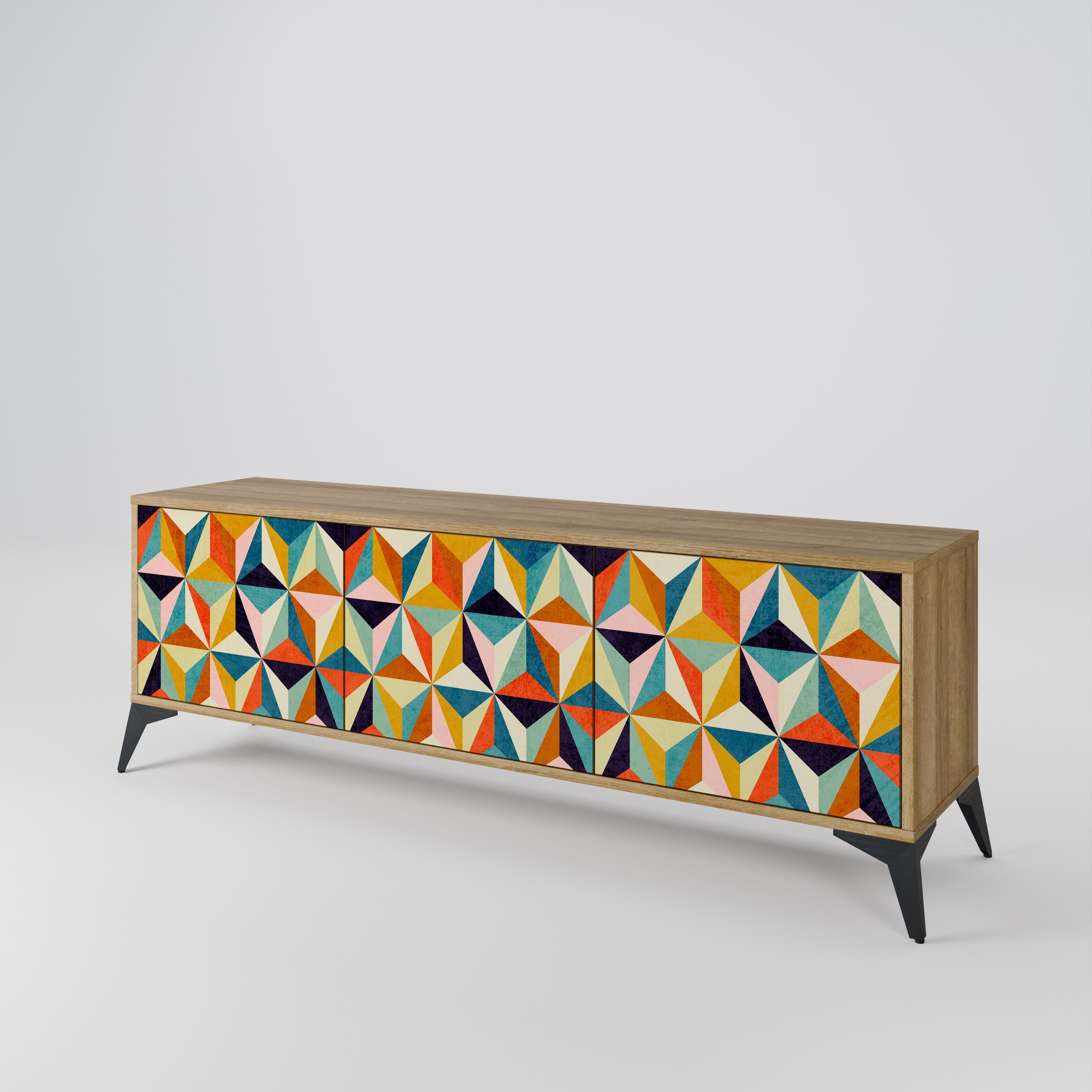 Meuble TV 3 portes TESSELATE TREASURES effet chêne