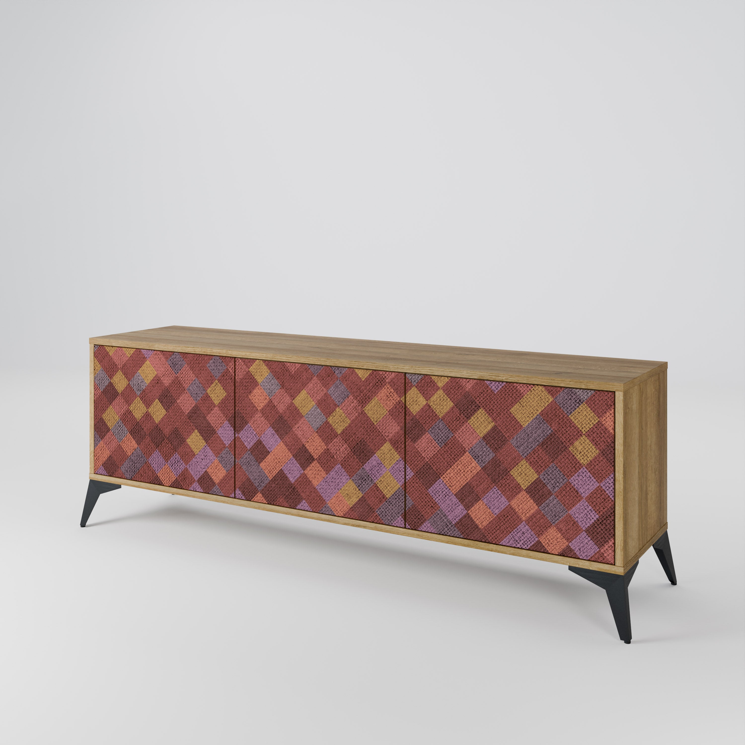 PAINTED SQUARES 3-Door TV Cabinet