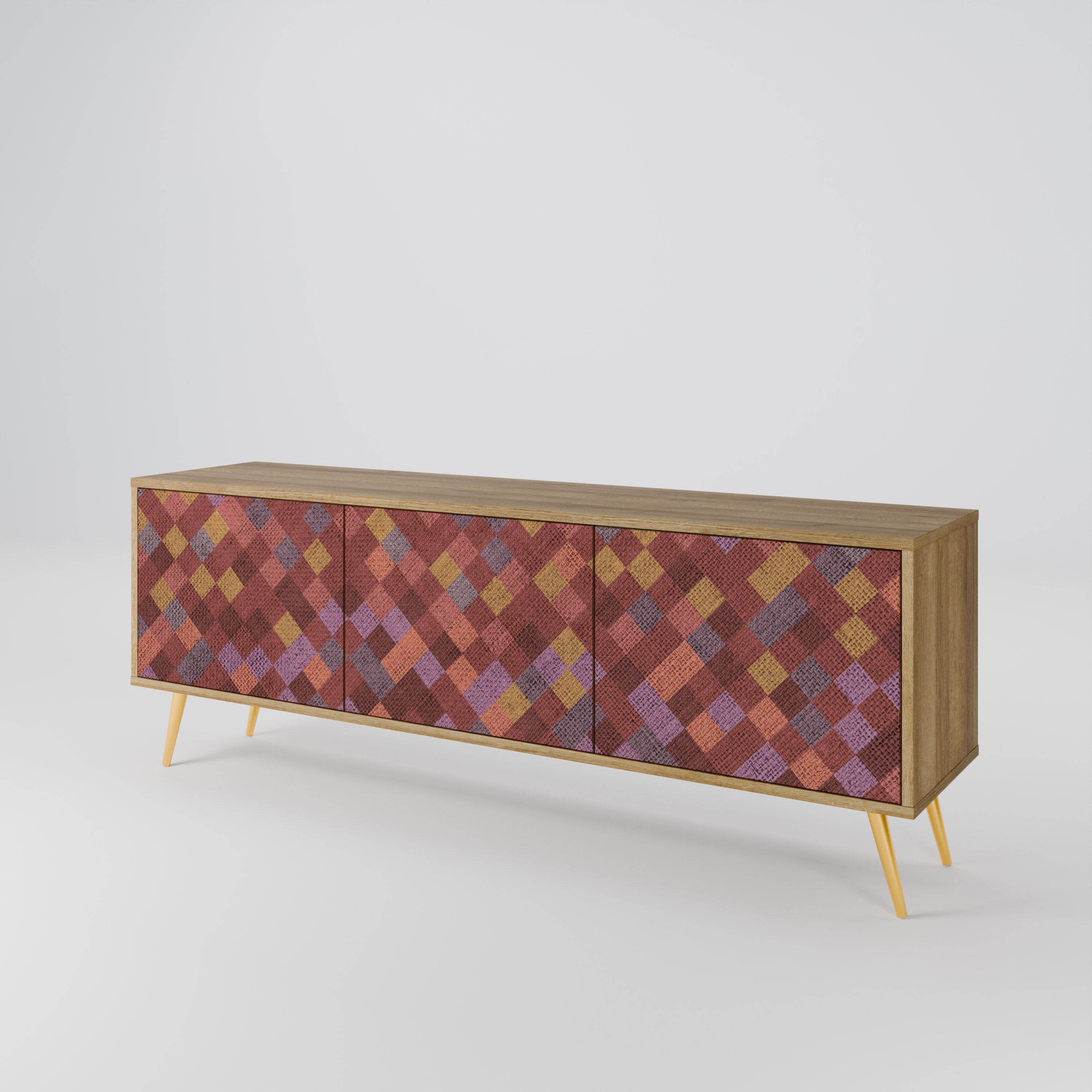 PAINTED SQUARES 3-Door TV Cabinet