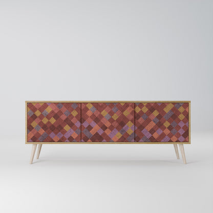 PAINTED SQUARES 3-Door TV Cabinet