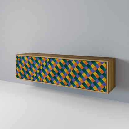 PAINTED SQUARES MIX 3-Door TV Cabinet