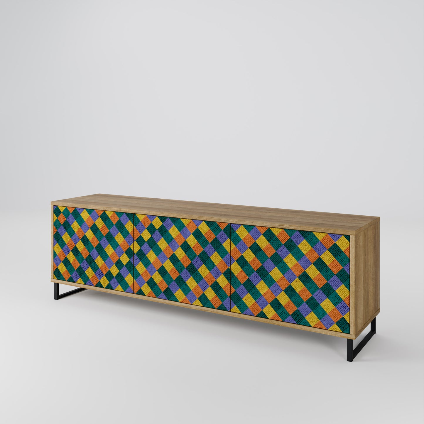 PAINTED SQUARES MIX 3-Door TV Cabinet