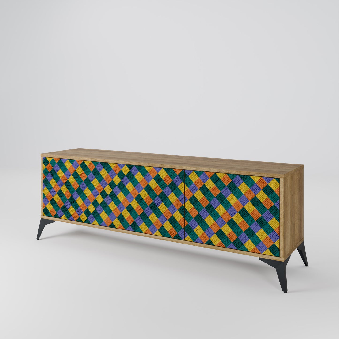 PAINTED SQUARES MIX 3-Door TV Cabinet
