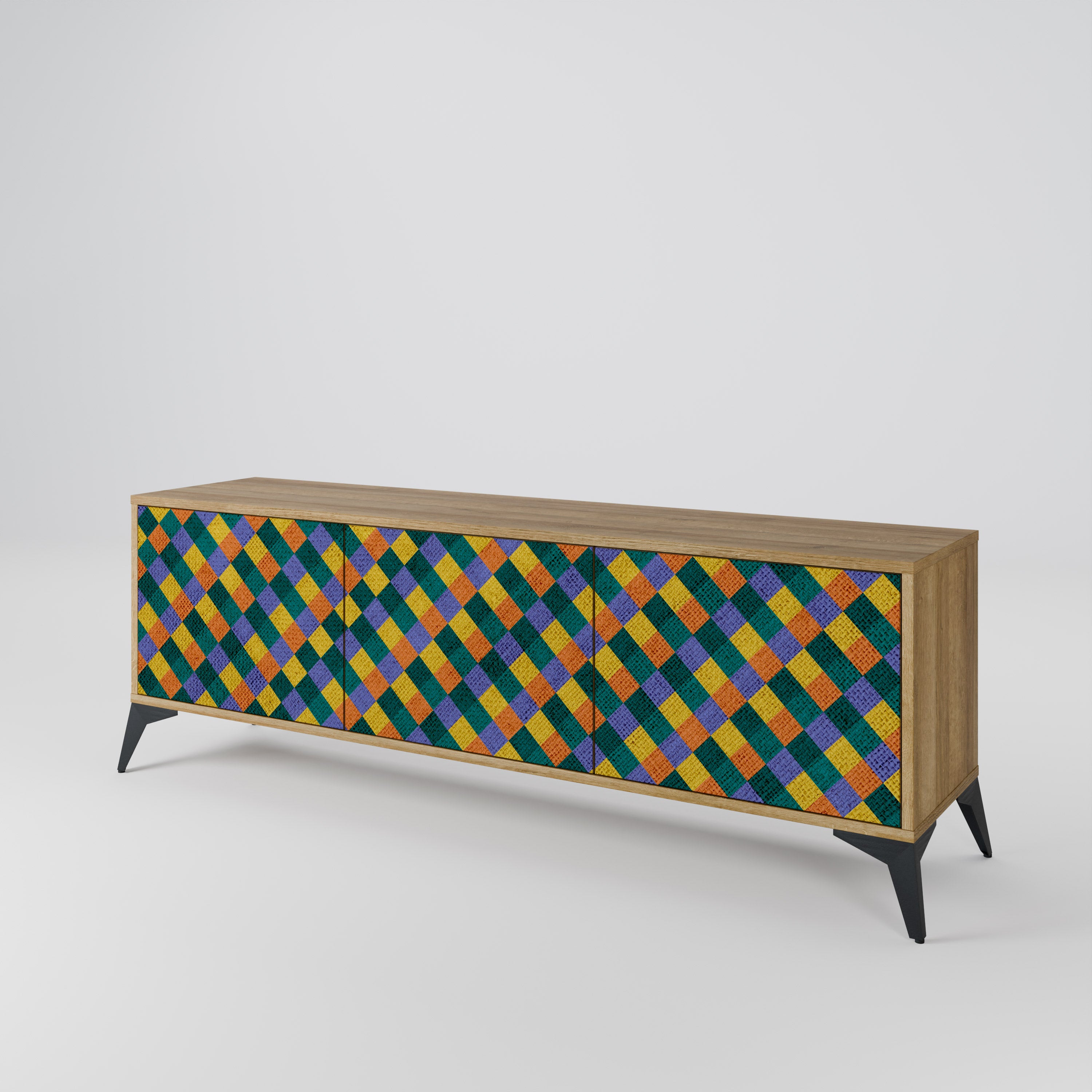 PAINTED SQUARES MIX 3-Door TV Cabinet