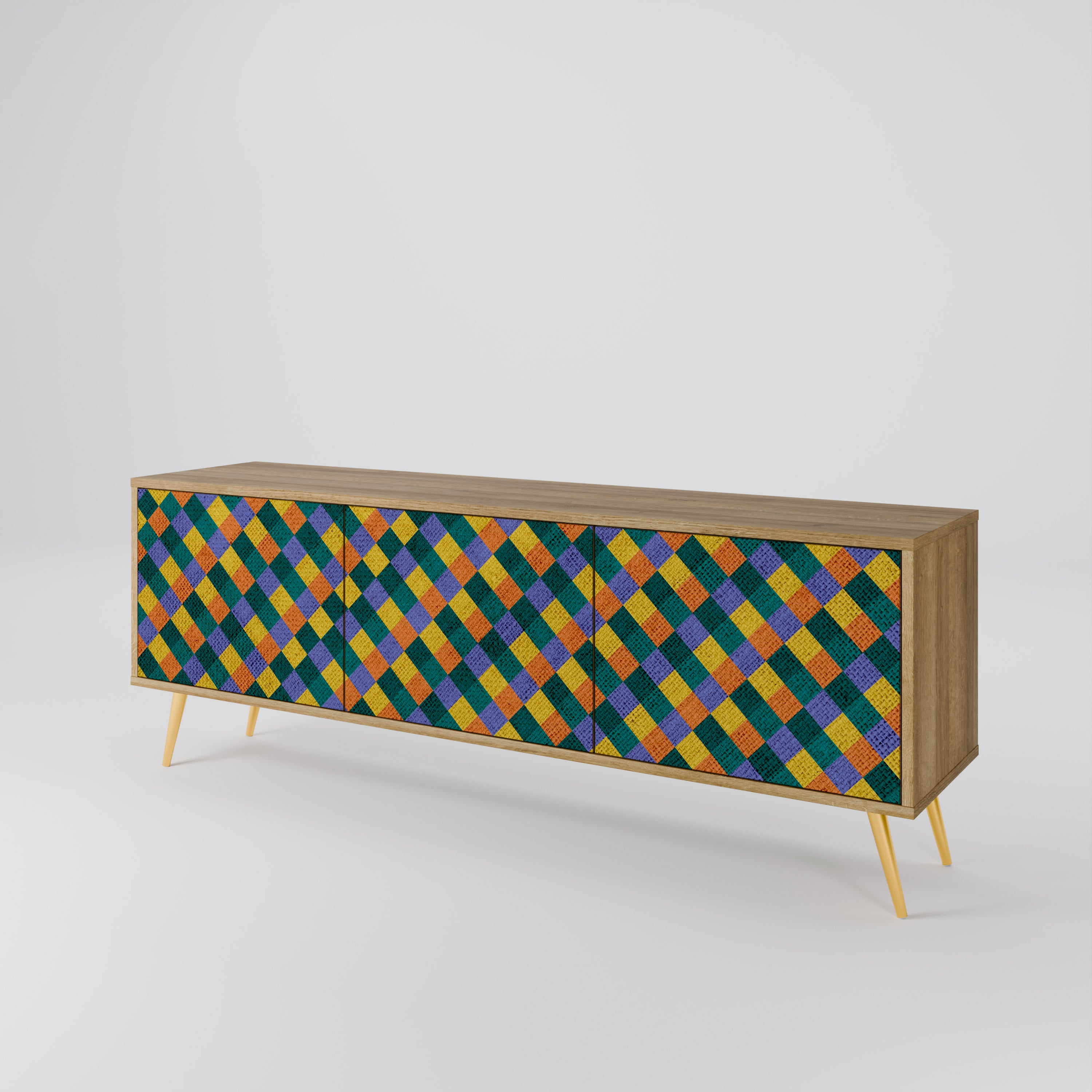 PAINTED SQUARES MIX 3-Door TV Cabinet
