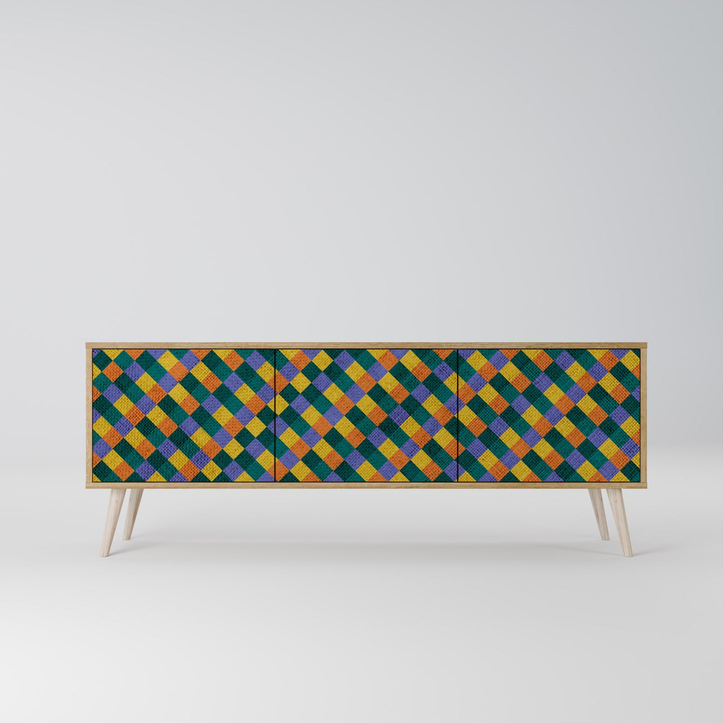 PAINTED SQUARES MIX 3-Door TV Cabinet