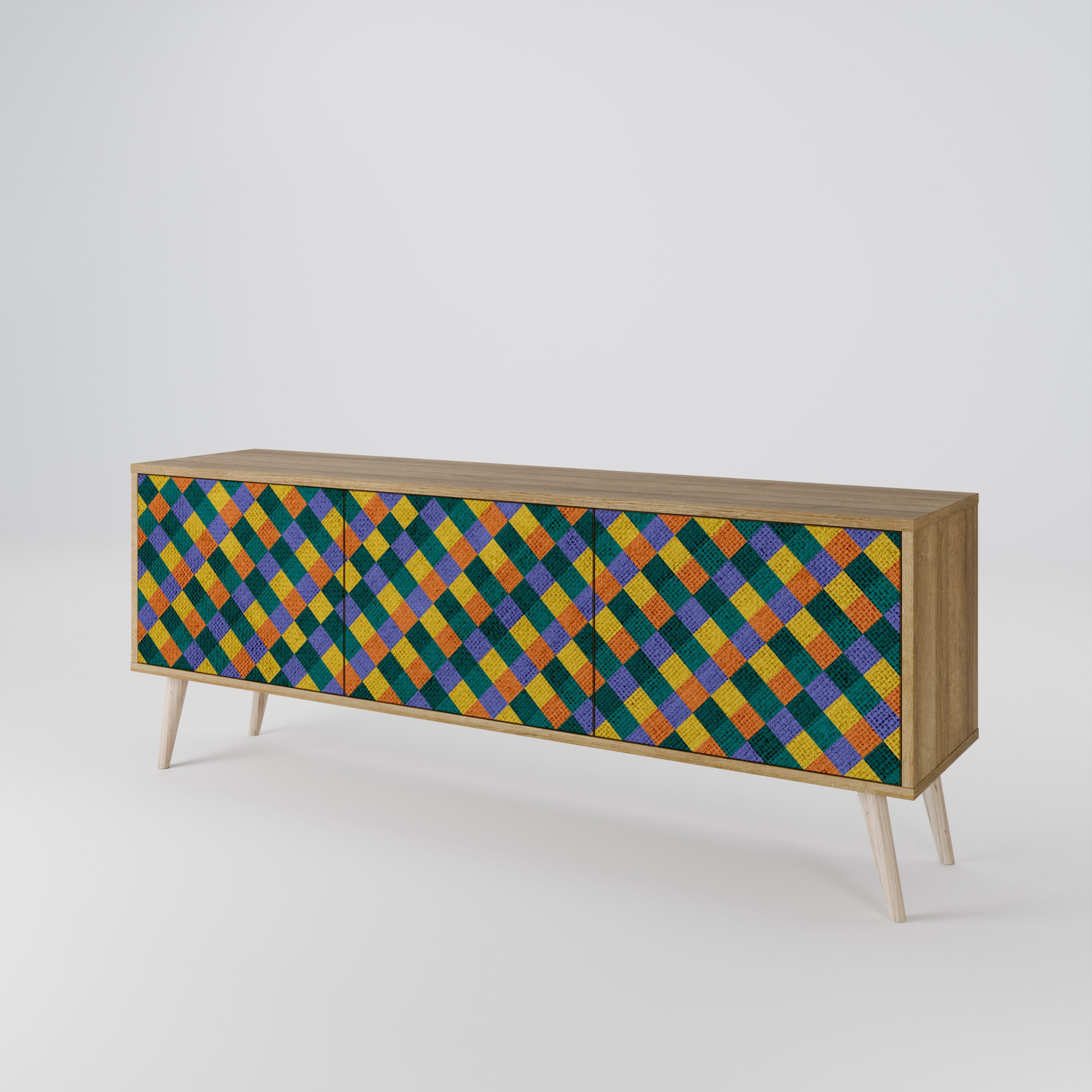 PAINTED SQUARES MIX 3-Door TV Cabinet