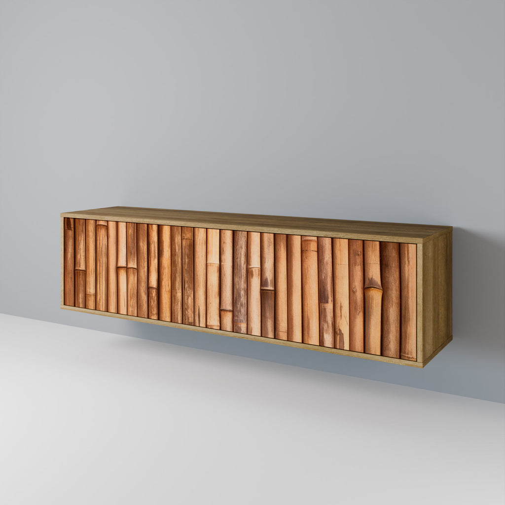 Meuble TV 3 portes en BOIS NATUREL effet chêne