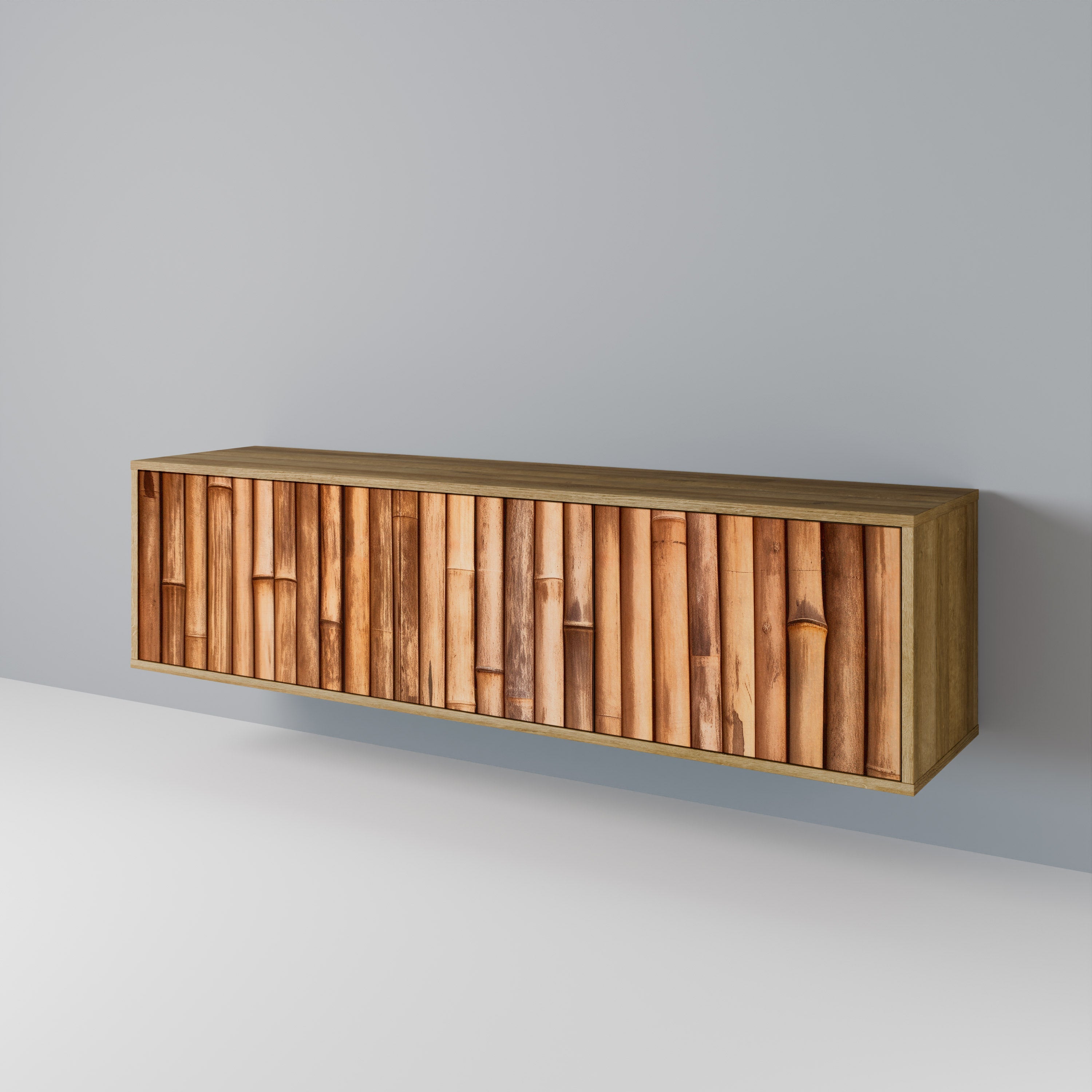 Meuble TV 3 portes en BOIS NATUREL effet chêne