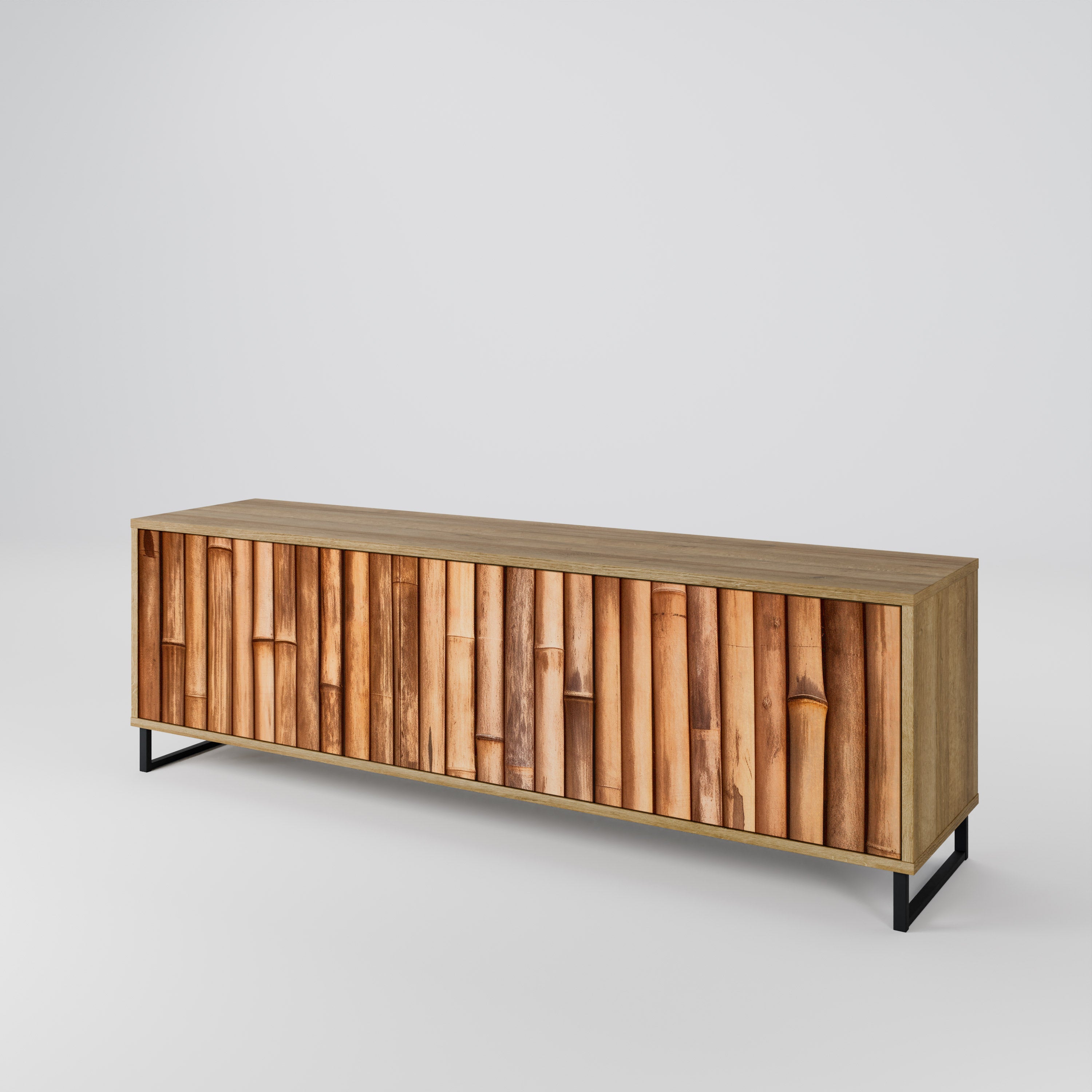 NATURAL WOOD 3-Door TV Cabinet