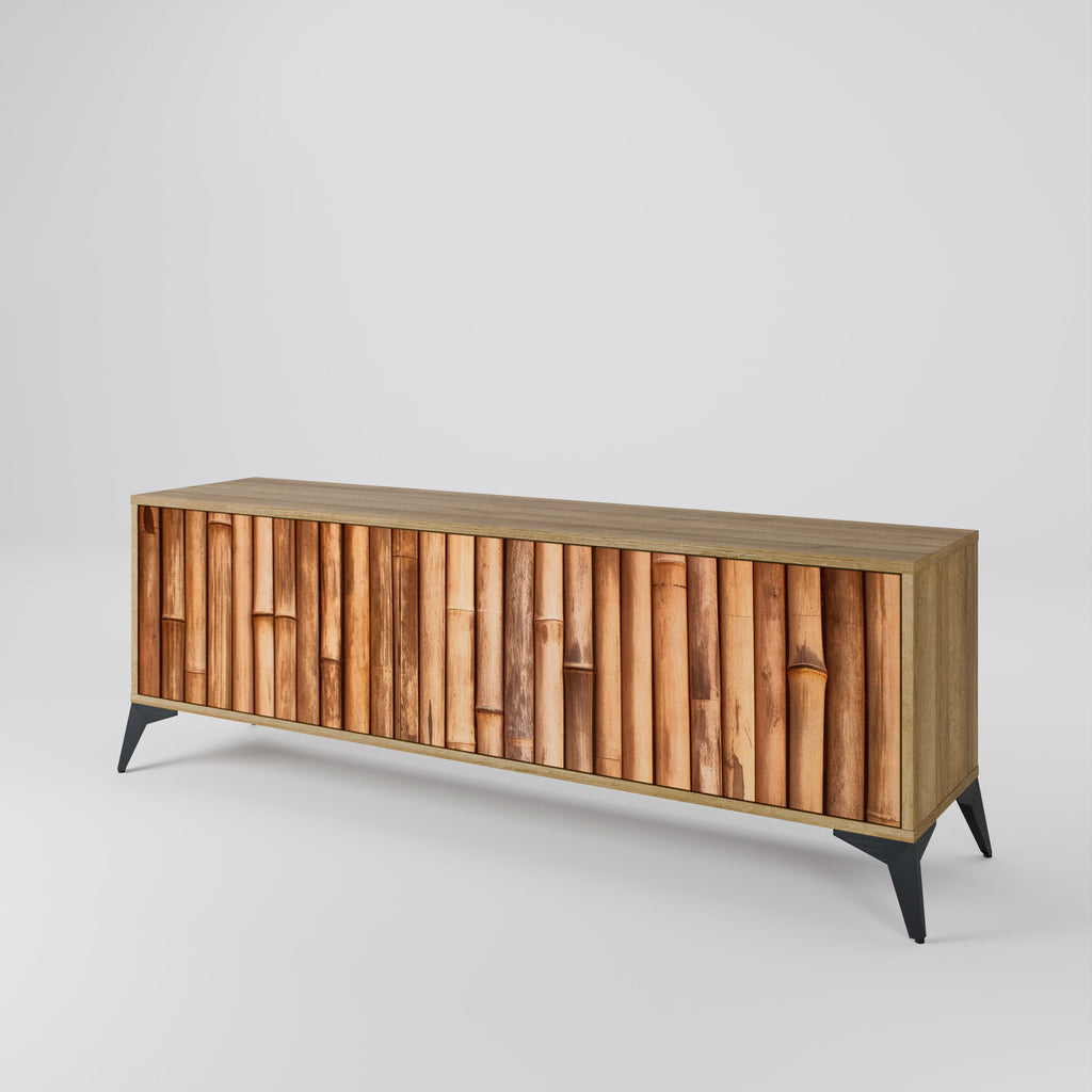 Meuble TV 3 portes en BOIS NATUREL effet chêne