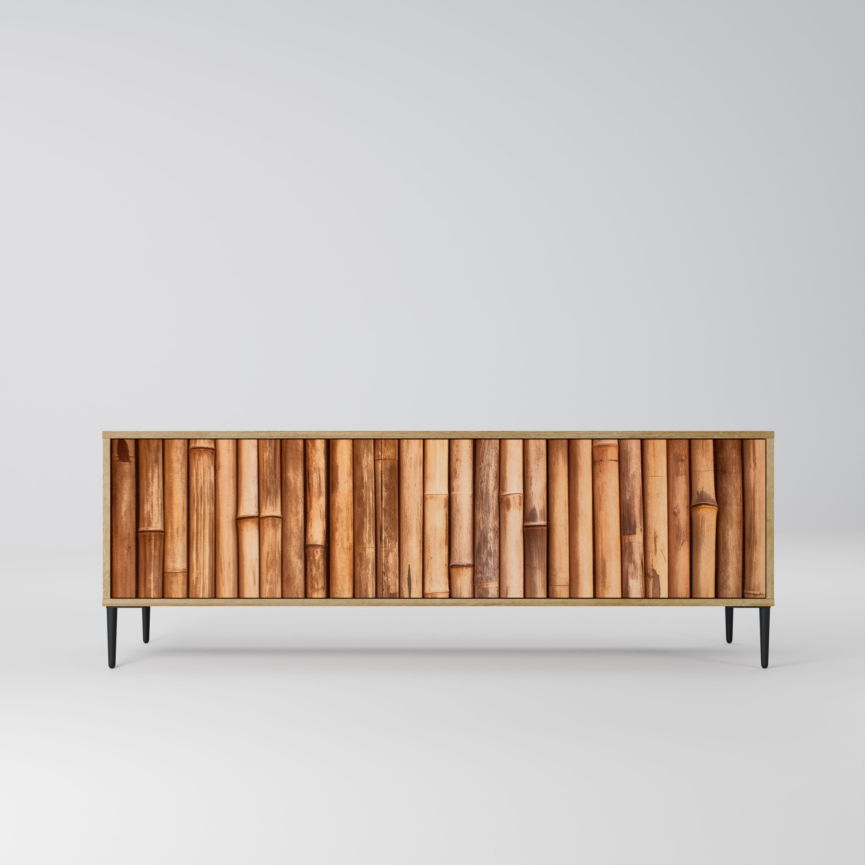 Meuble TV 3 portes en BOIS NATUREL effet chêne