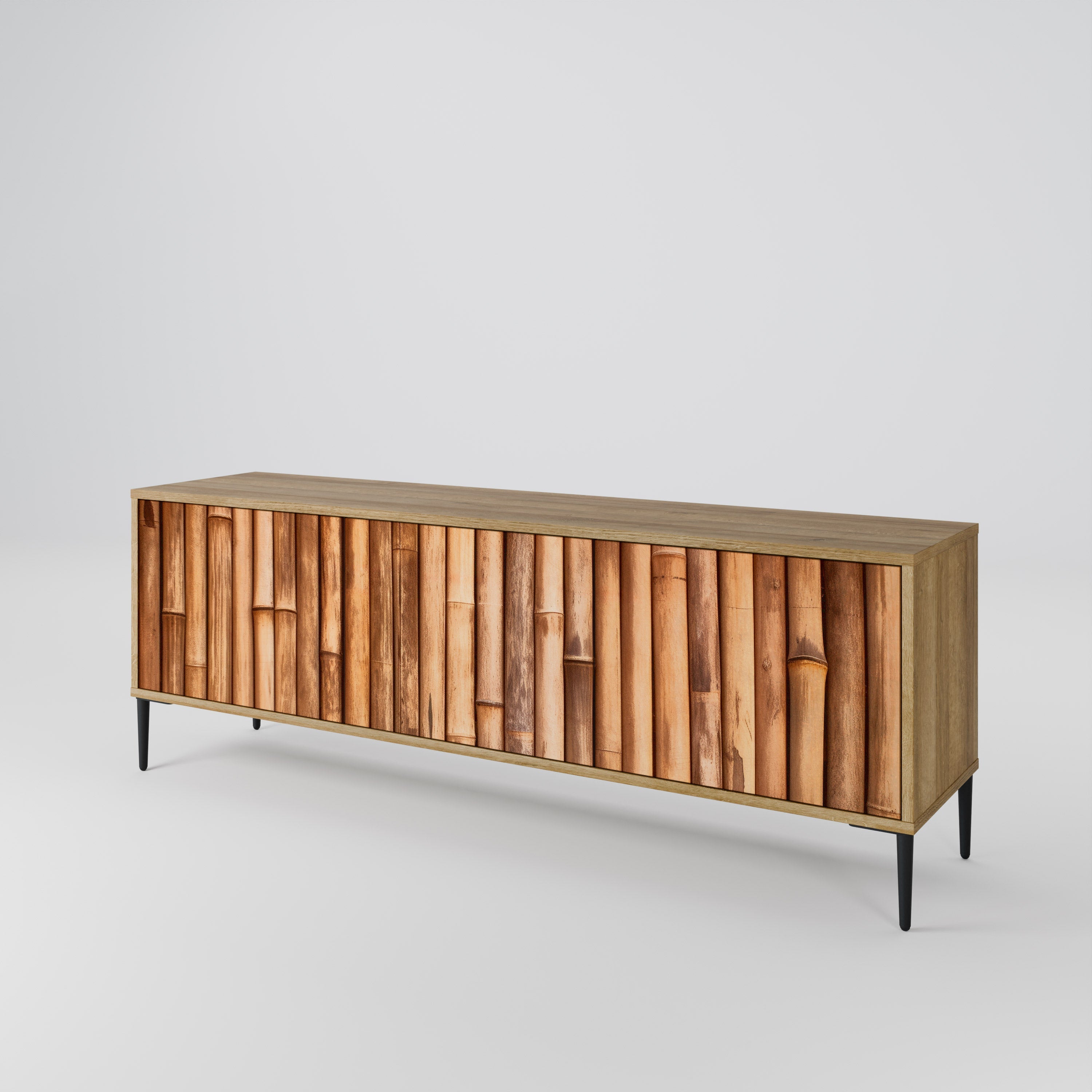 Meuble TV 3 portes en BOIS NATUREL effet chêne