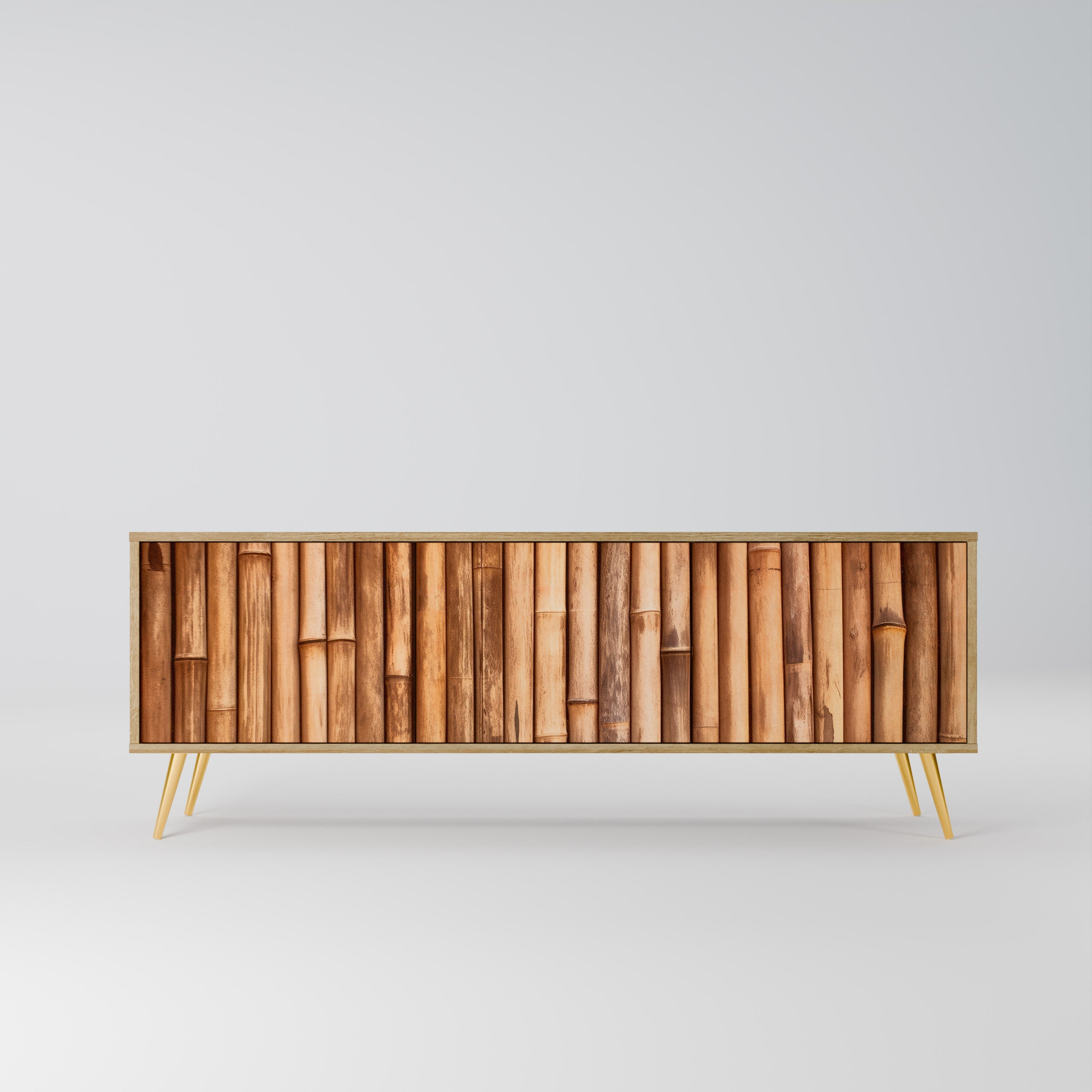 Meuble TV 3 portes en BOIS NATUREL effet chêne