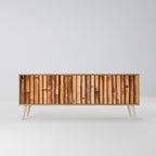 NATURAL WOOD 3-Door TV Cabinet