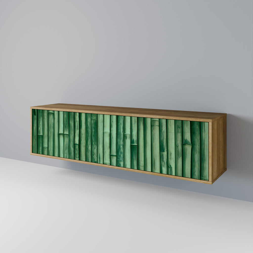 Meuble TV 3 portes VERT NATUREL effet chêne