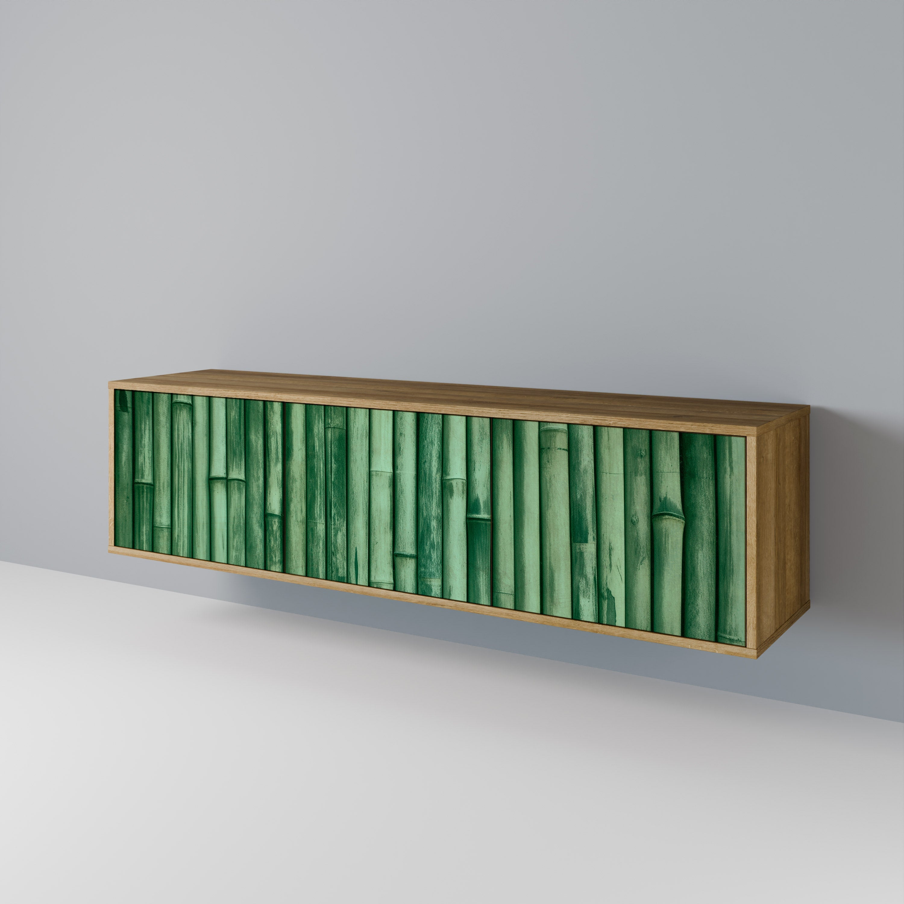 Meuble TV 3 portes VERT NATUREL effet chêne