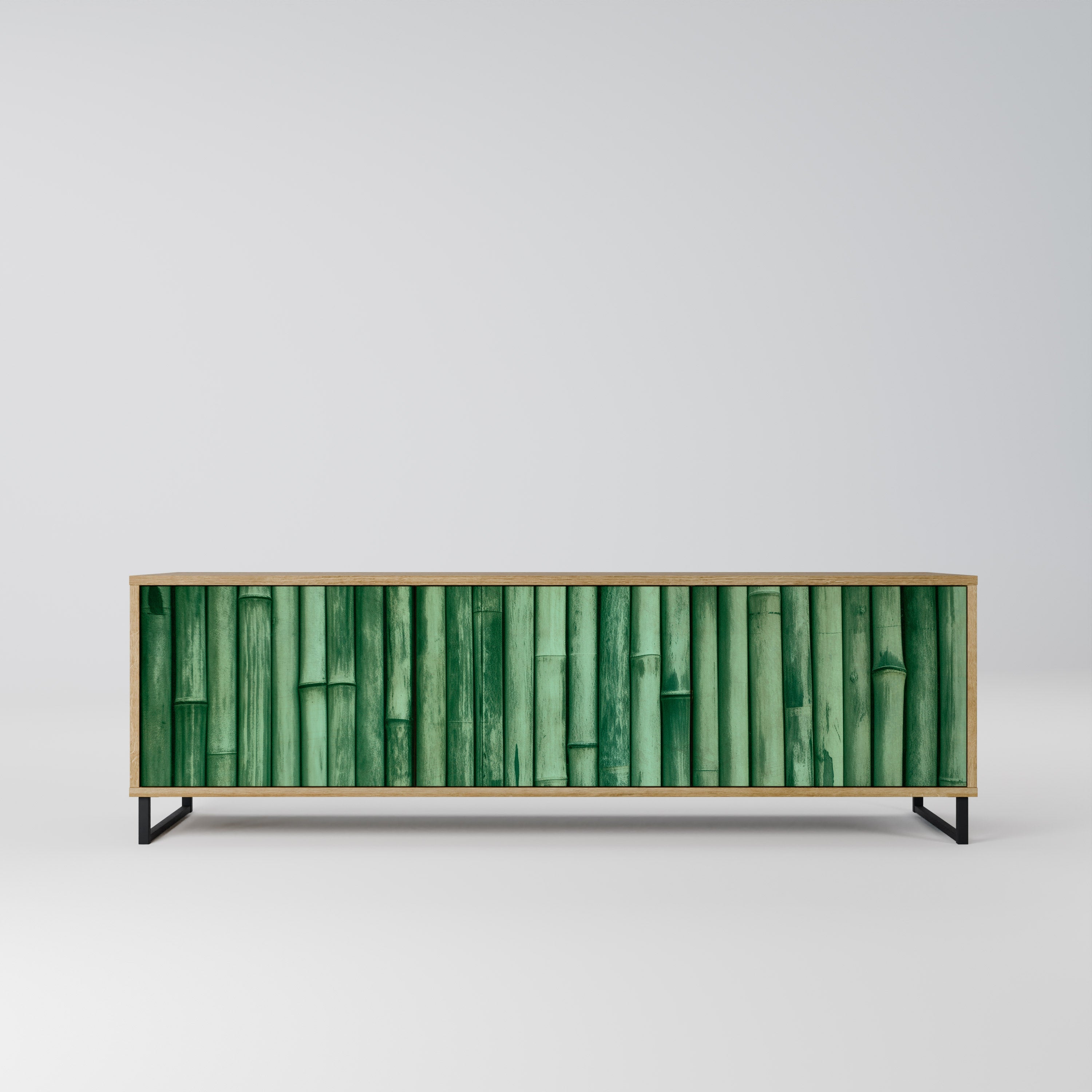 Meuble TV 3 portes VERT NATUREL effet chêne