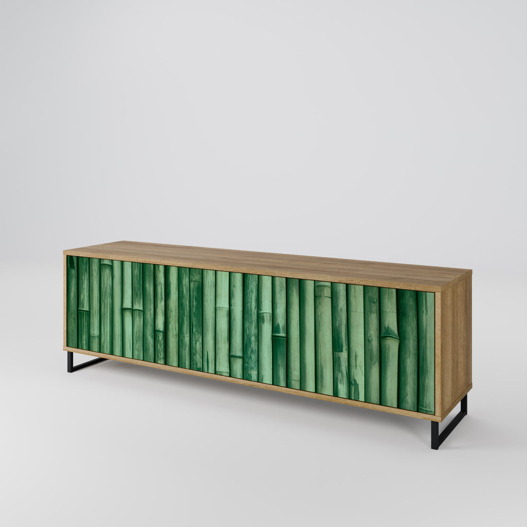 Meuble TV 3 portes VERT NATUREL effet chêne