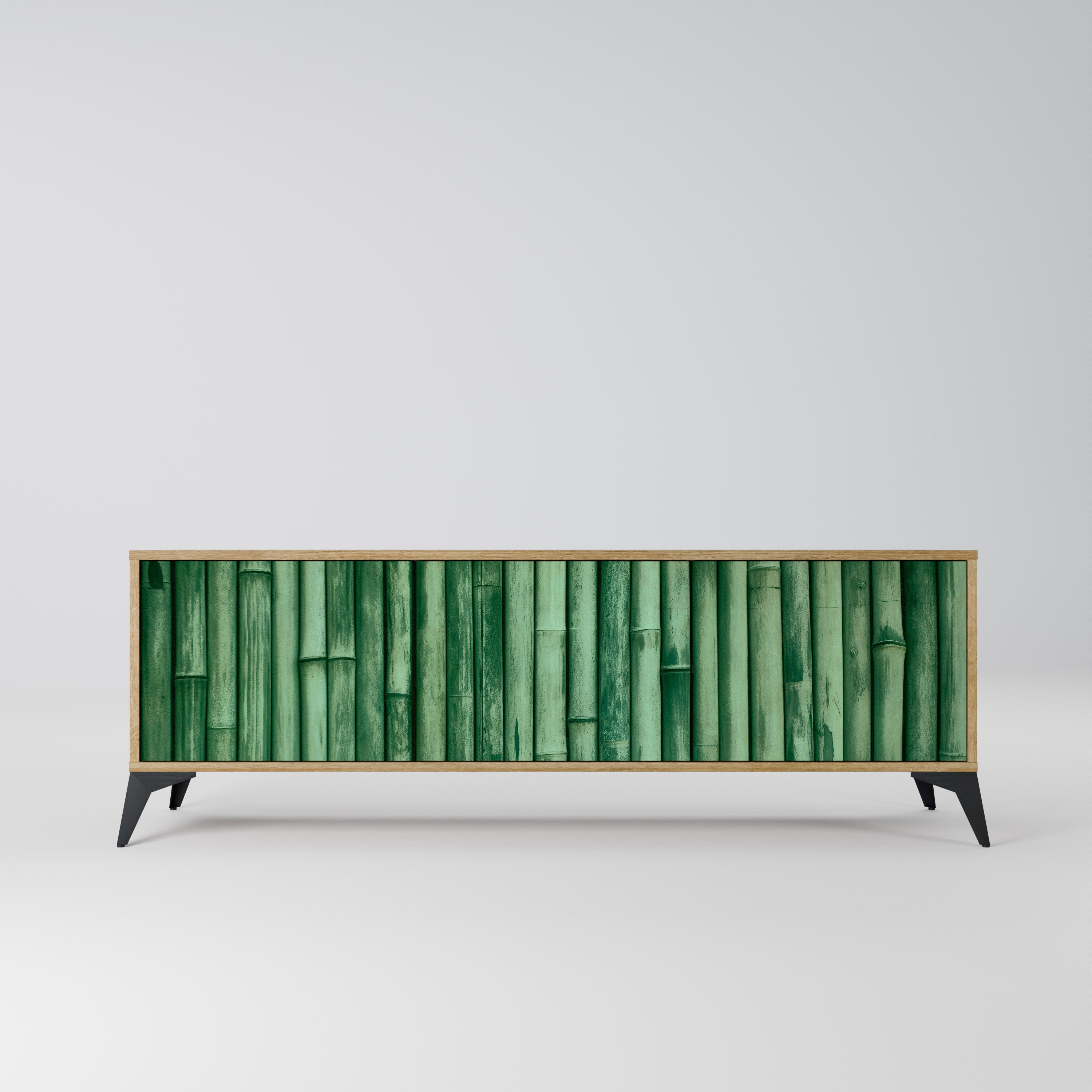 Meuble TV 3 portes VERT NATUREL effet chêne