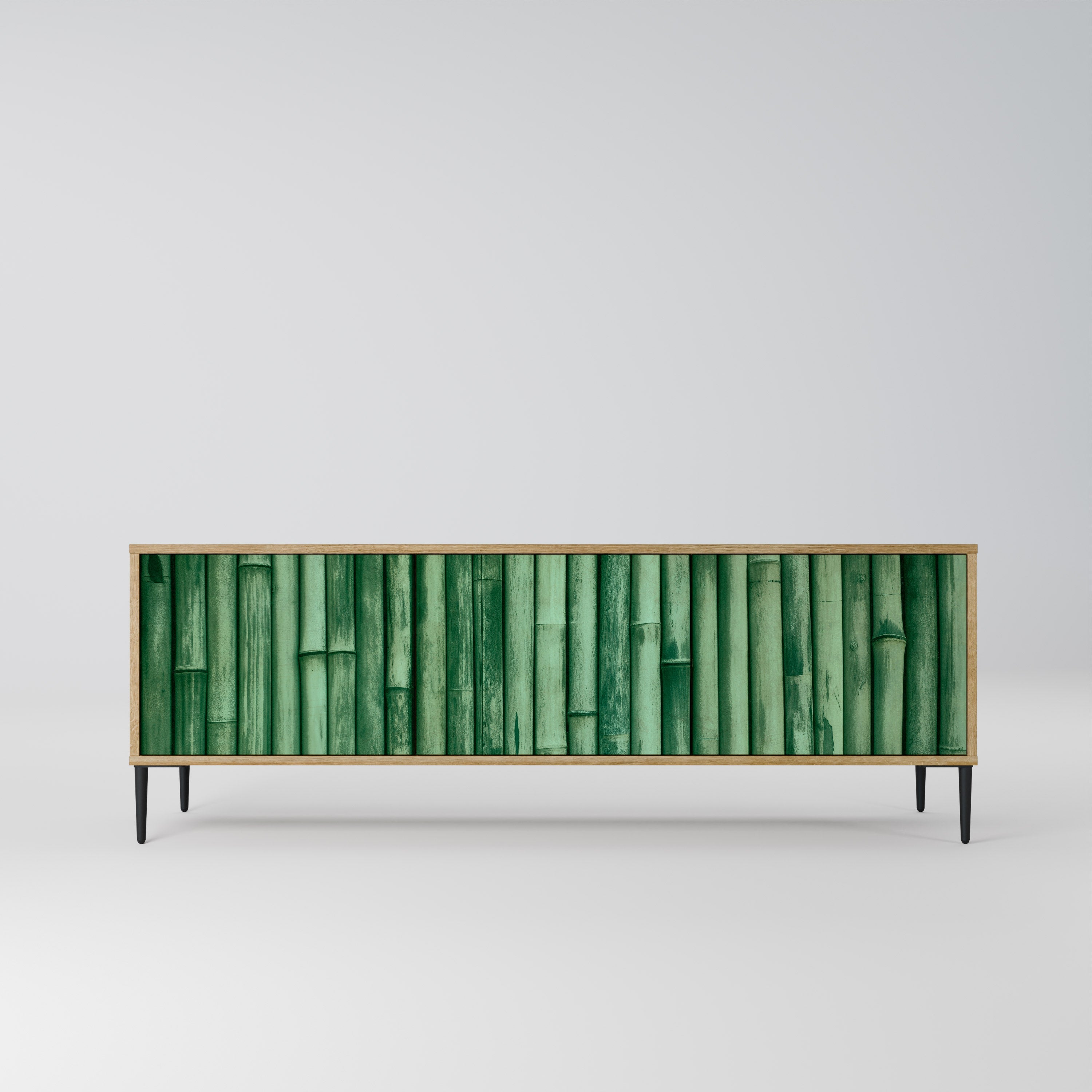 Meuble TV 3 portes VERT NATUREL effet chêne