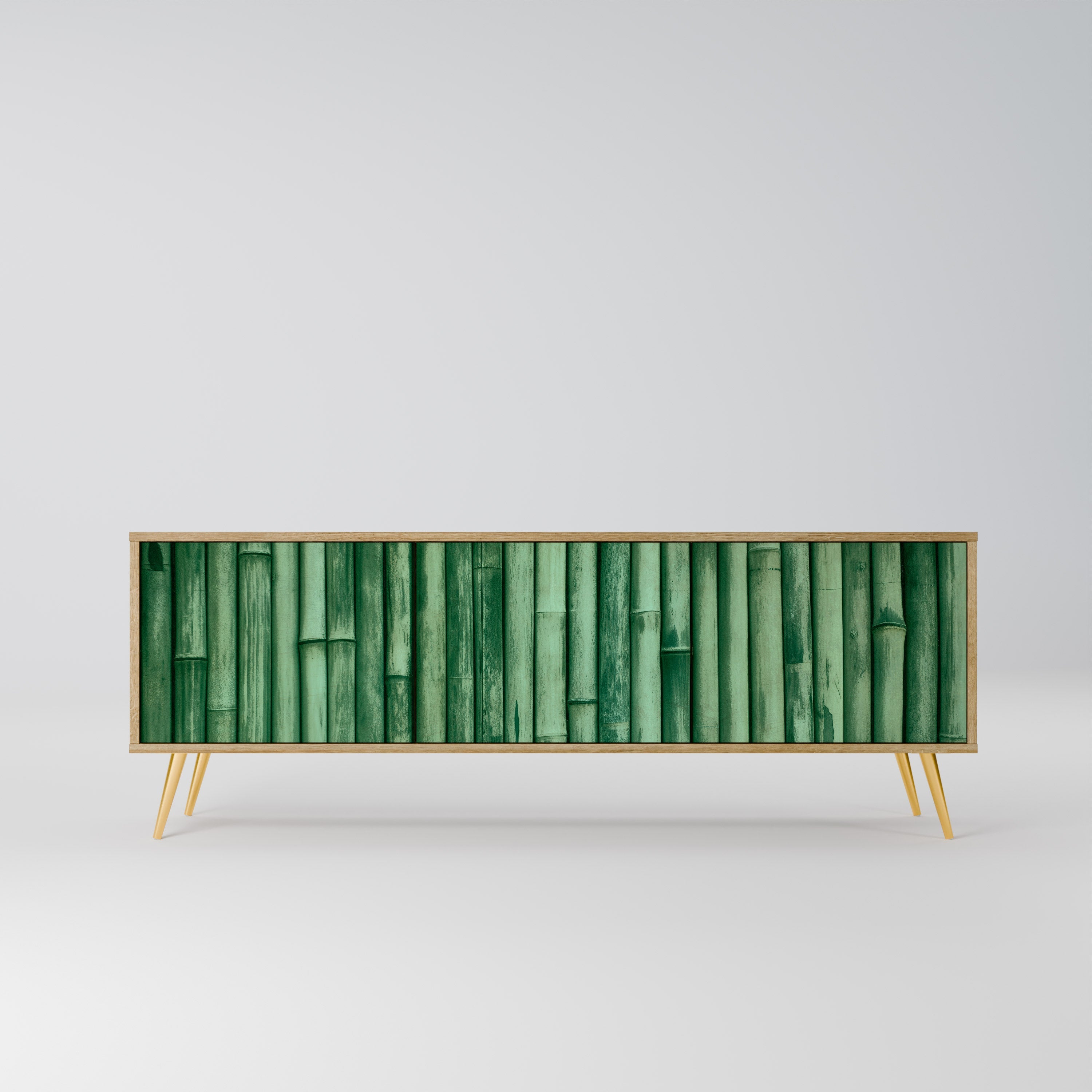 Meuble TV 3 portes VERT NATUREL effet chêne