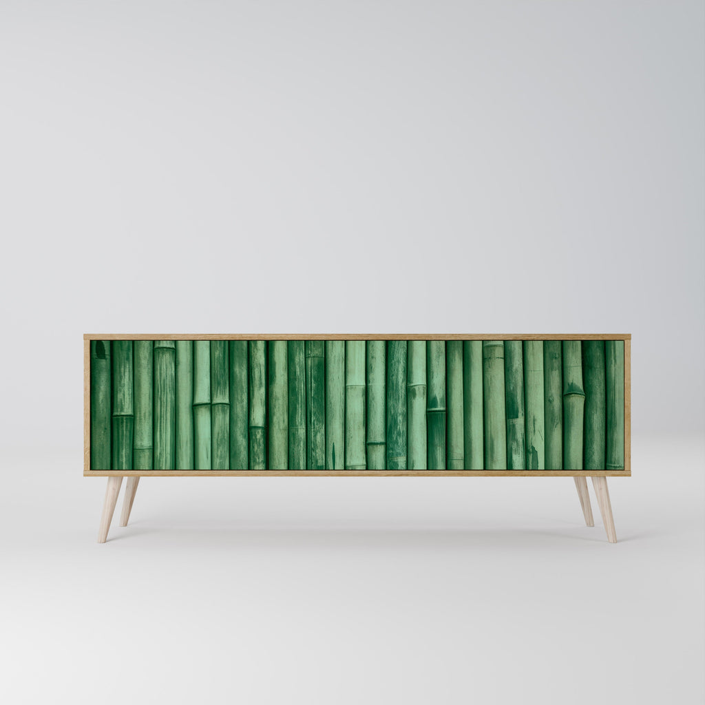 Meuble TV 3 portes VERT NATUREL effet chêne