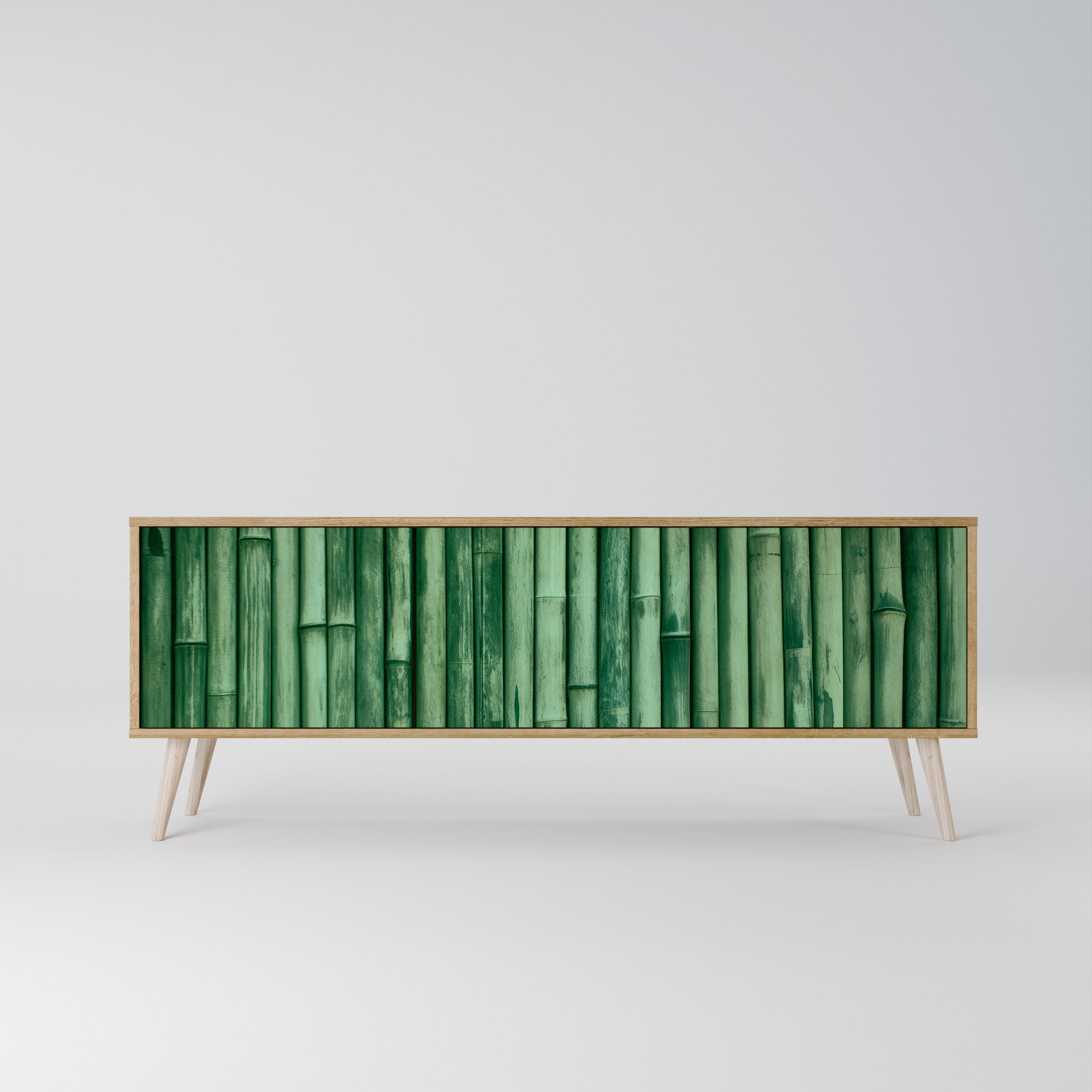 Meuble TV 3 portes VERT NATUREL effet chêne