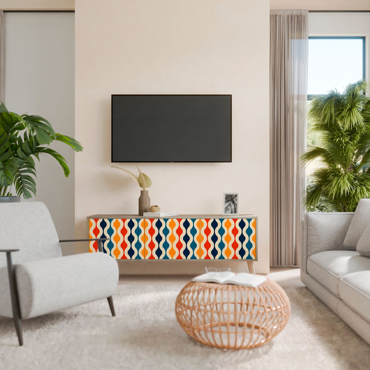COLORFUL NOSTALGIA 3-Door TV Cabinet