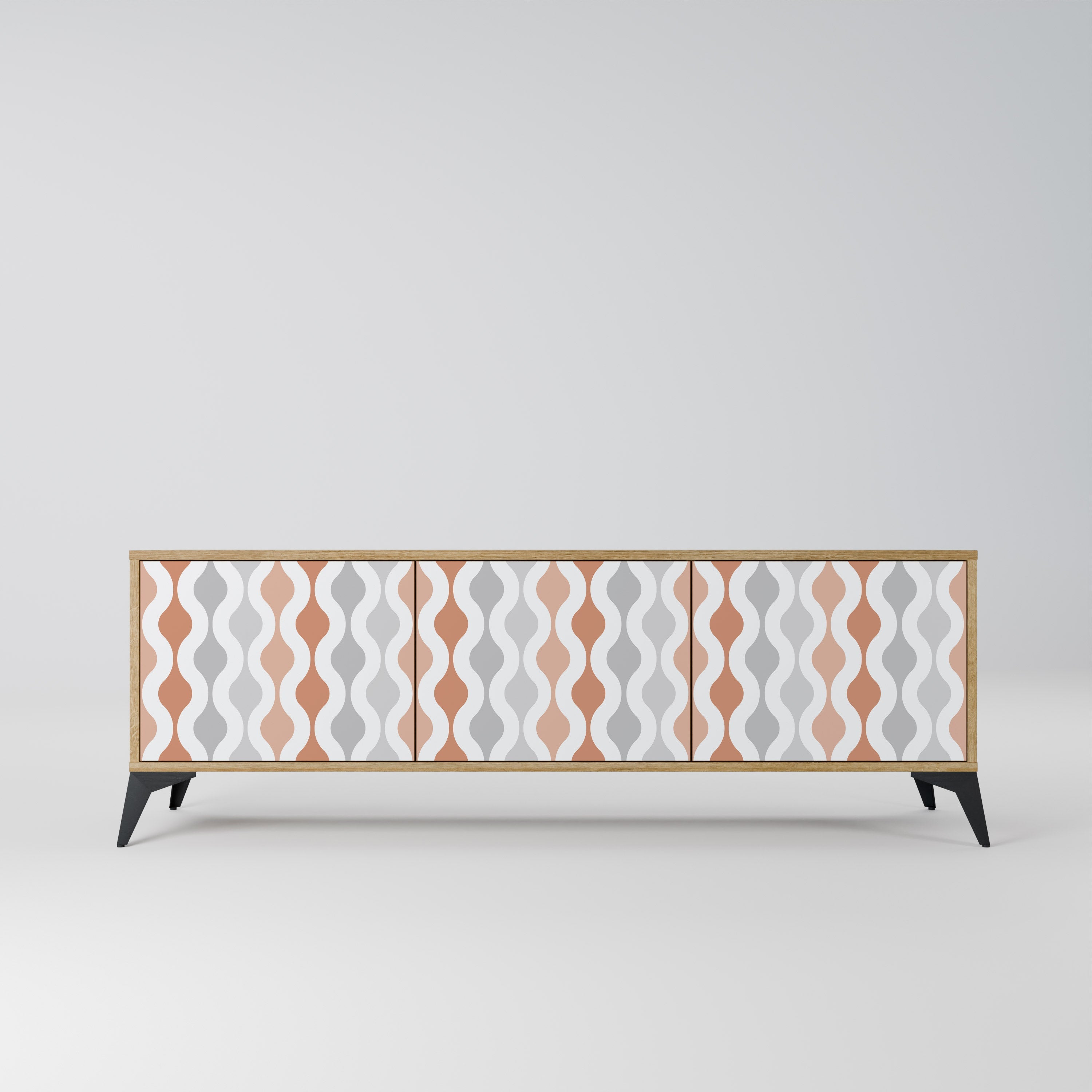 Meuble TV 3 portes HAZY NOSTALGIA effet chêne