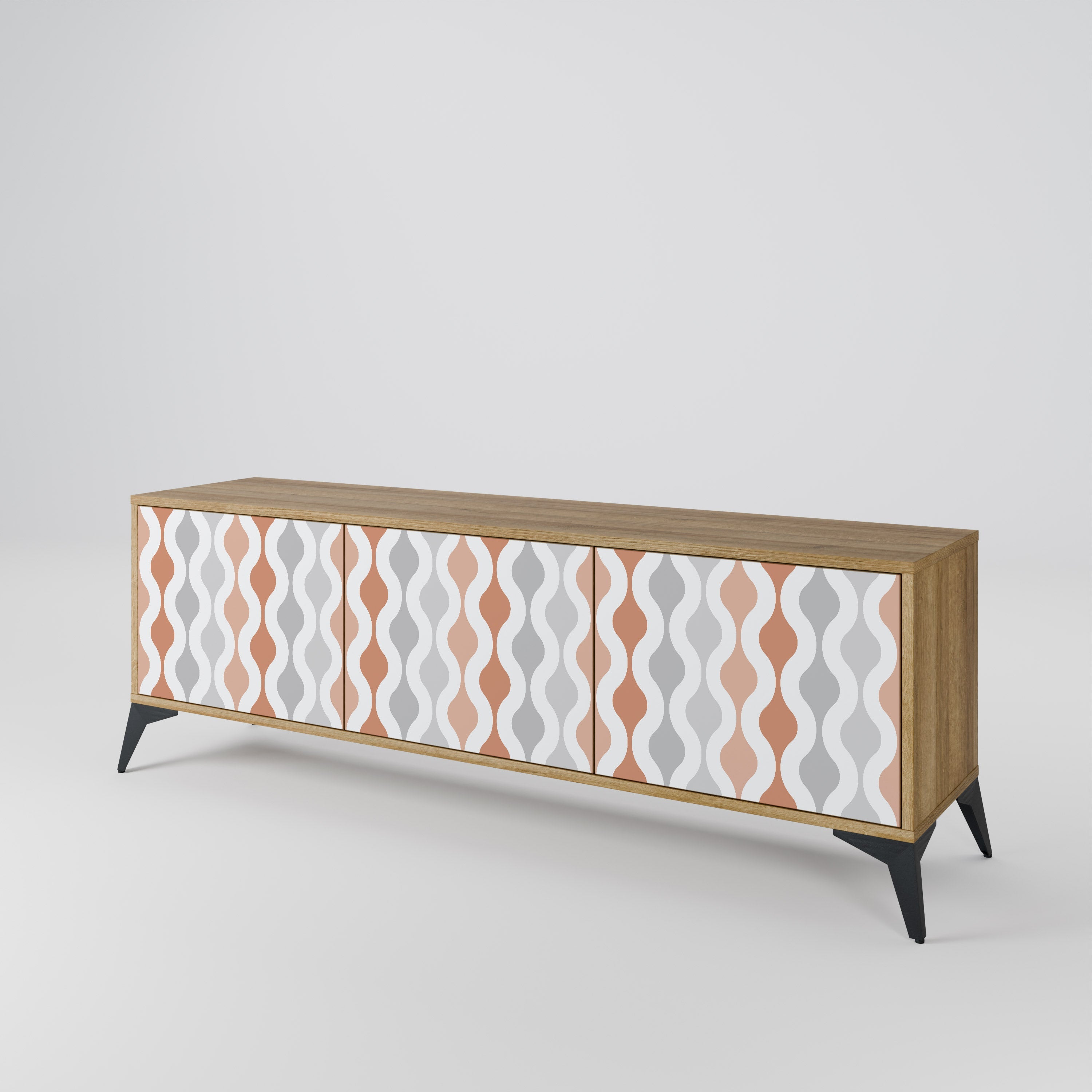 Meuble TV 3 portes HAZY NOSTALGIA effet chêne