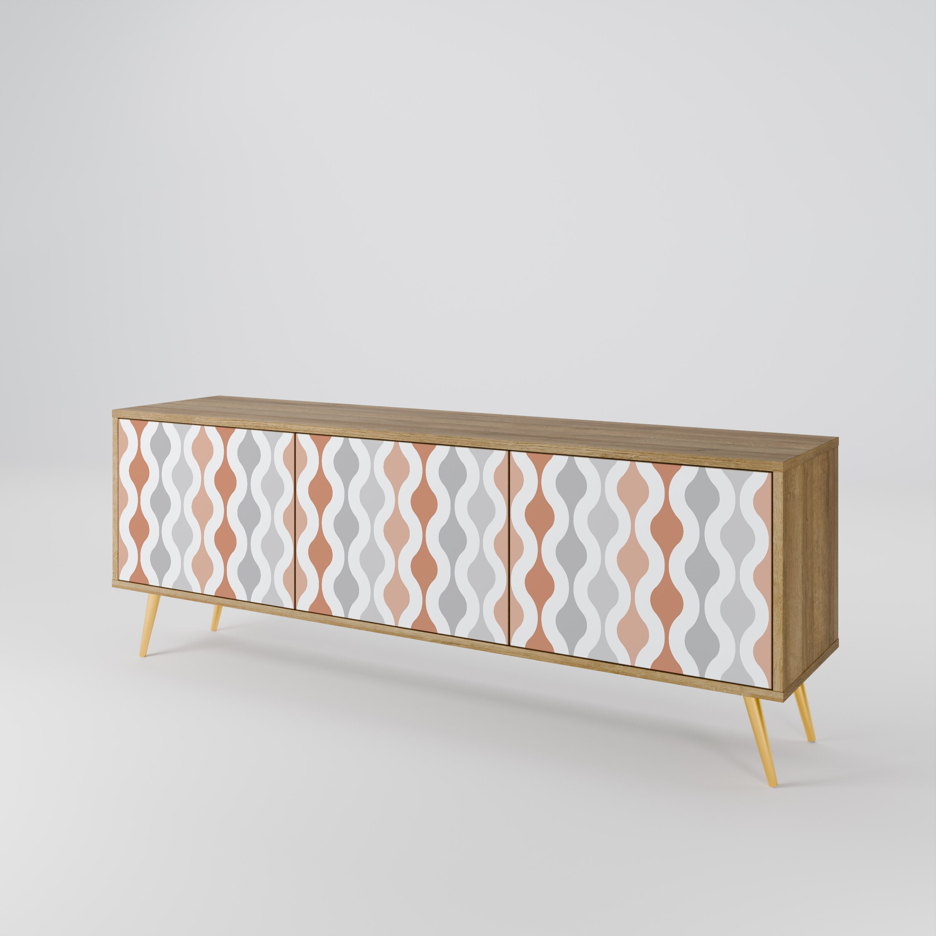 Meuble TV 3 portes HAZY NOSTALGIA effet chêne