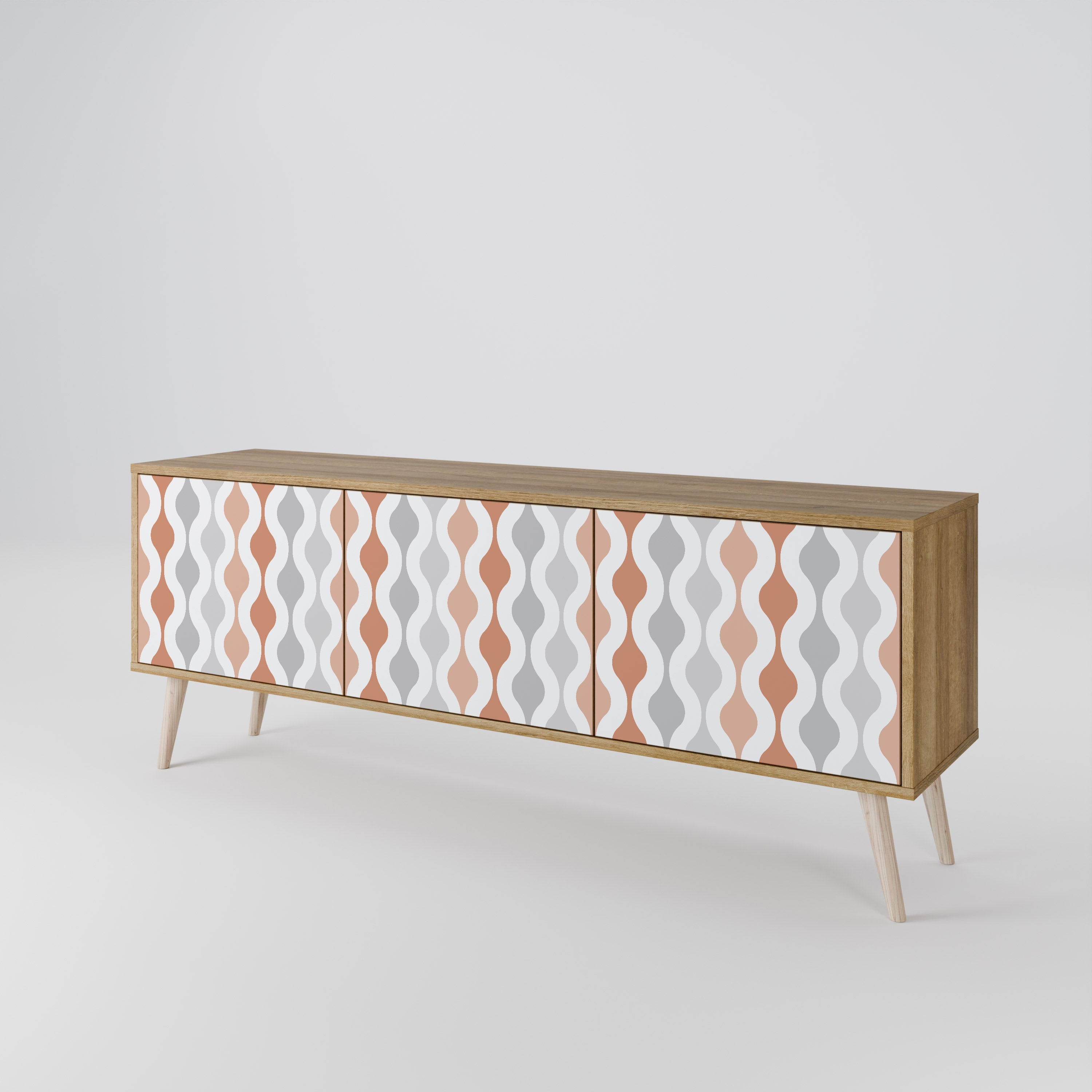 Meuble TV 3 portes HAZY NOSTALGIA effet chêne