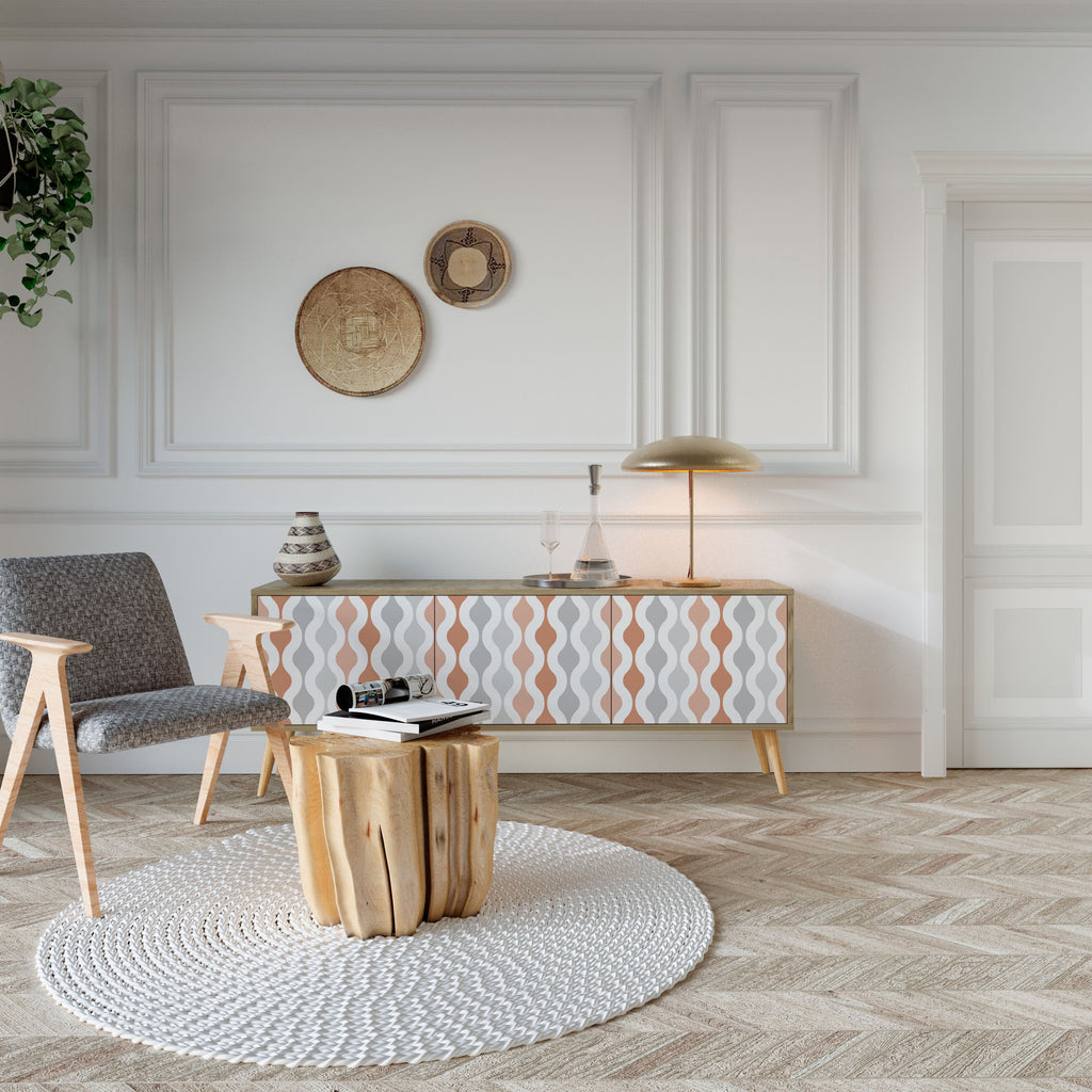 Meuble TV 3 portes HAZY NOSTALGIA effet chêne