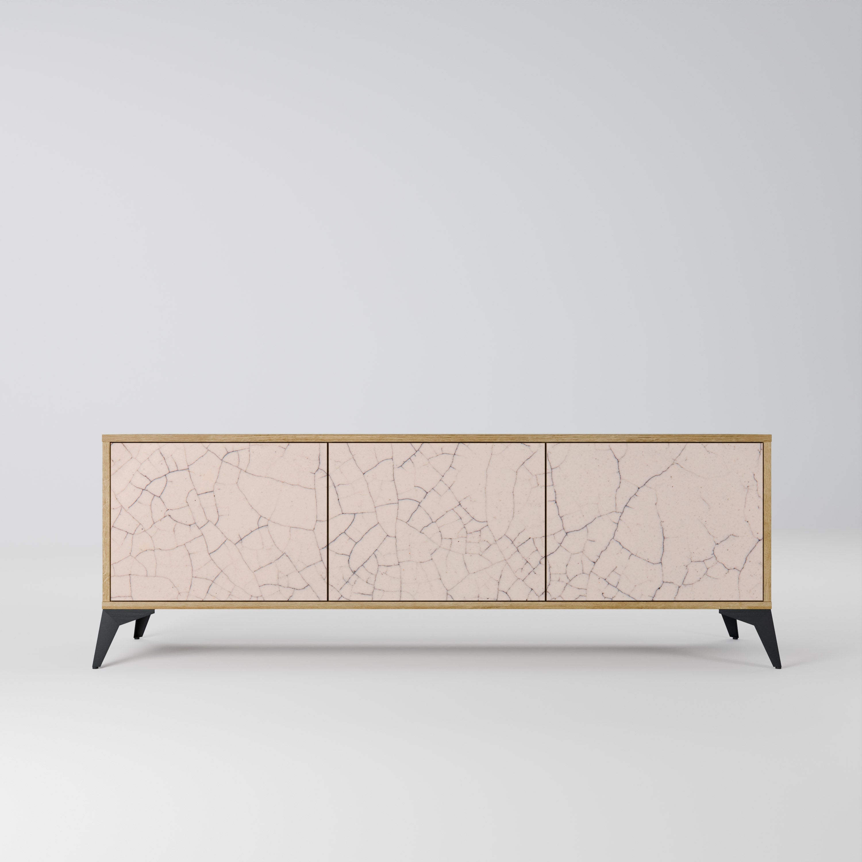 Meuble TV 3 portes effet chêne TEXTURE CÉRAMIQUE