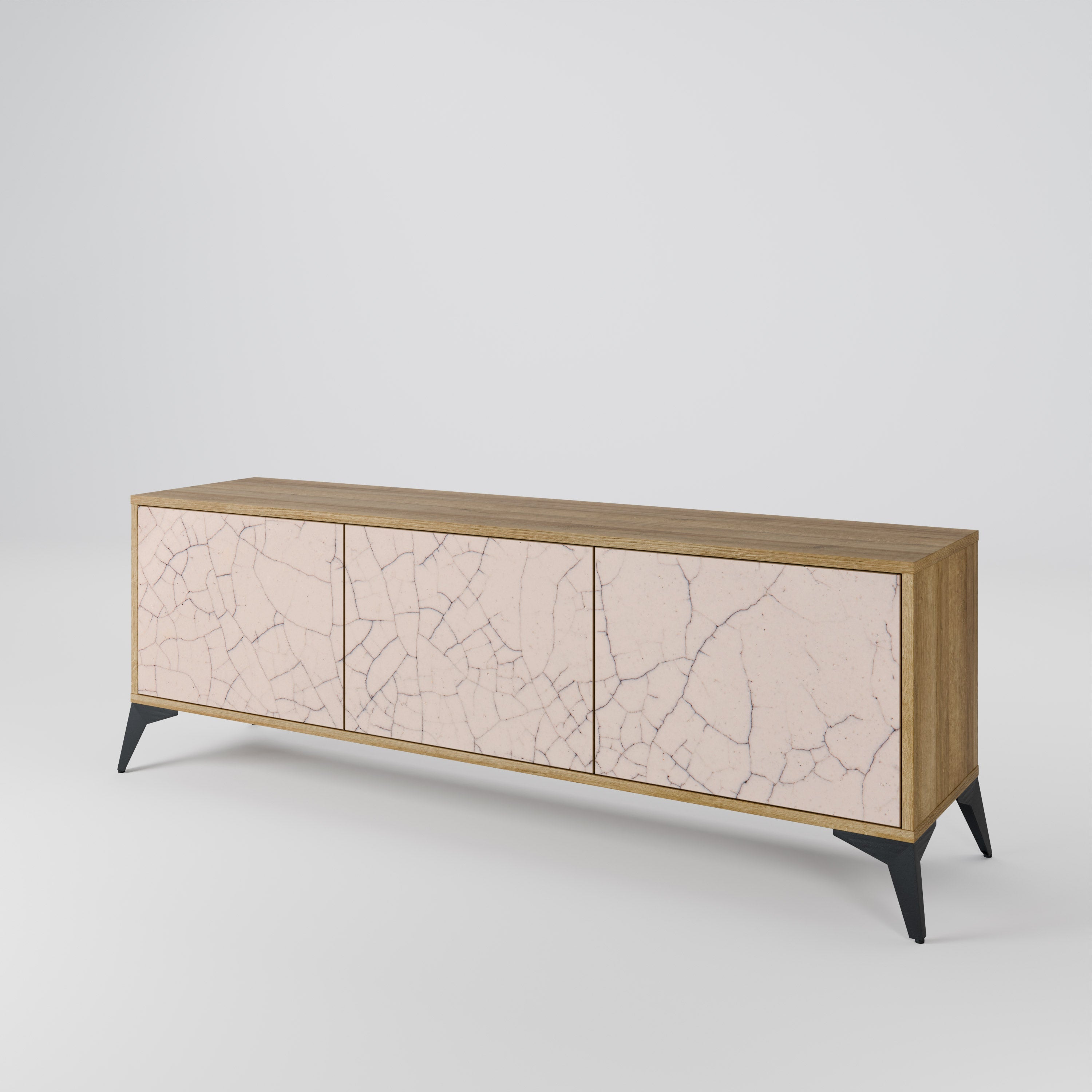 Meuble TV 3 portes effet chêne TEXTURE CÉRAMIQUE