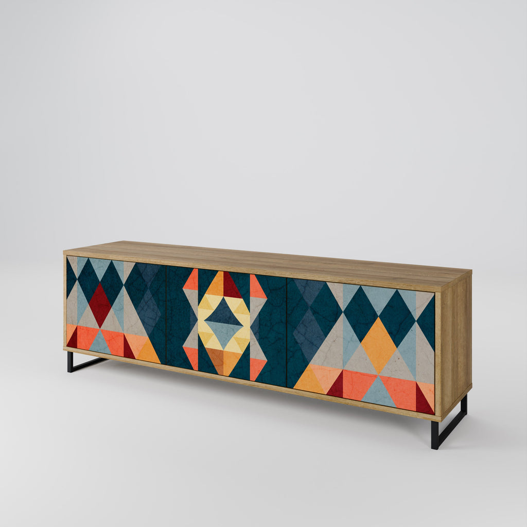 Meuble TV 3 portes CRACKED ILLUSION effet chêne