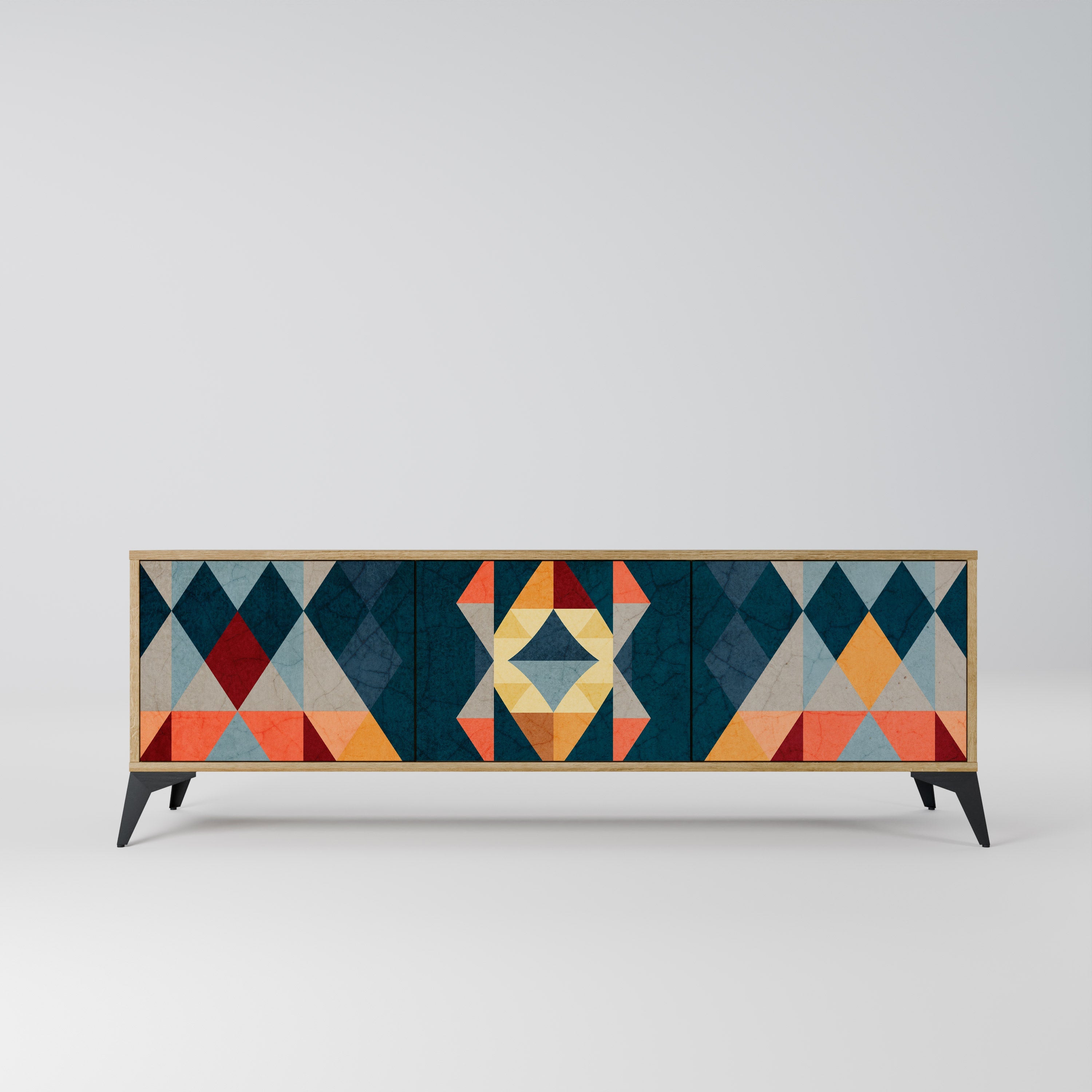 Meuble TV 3 portes CRACKED ILLUSION effet chêne