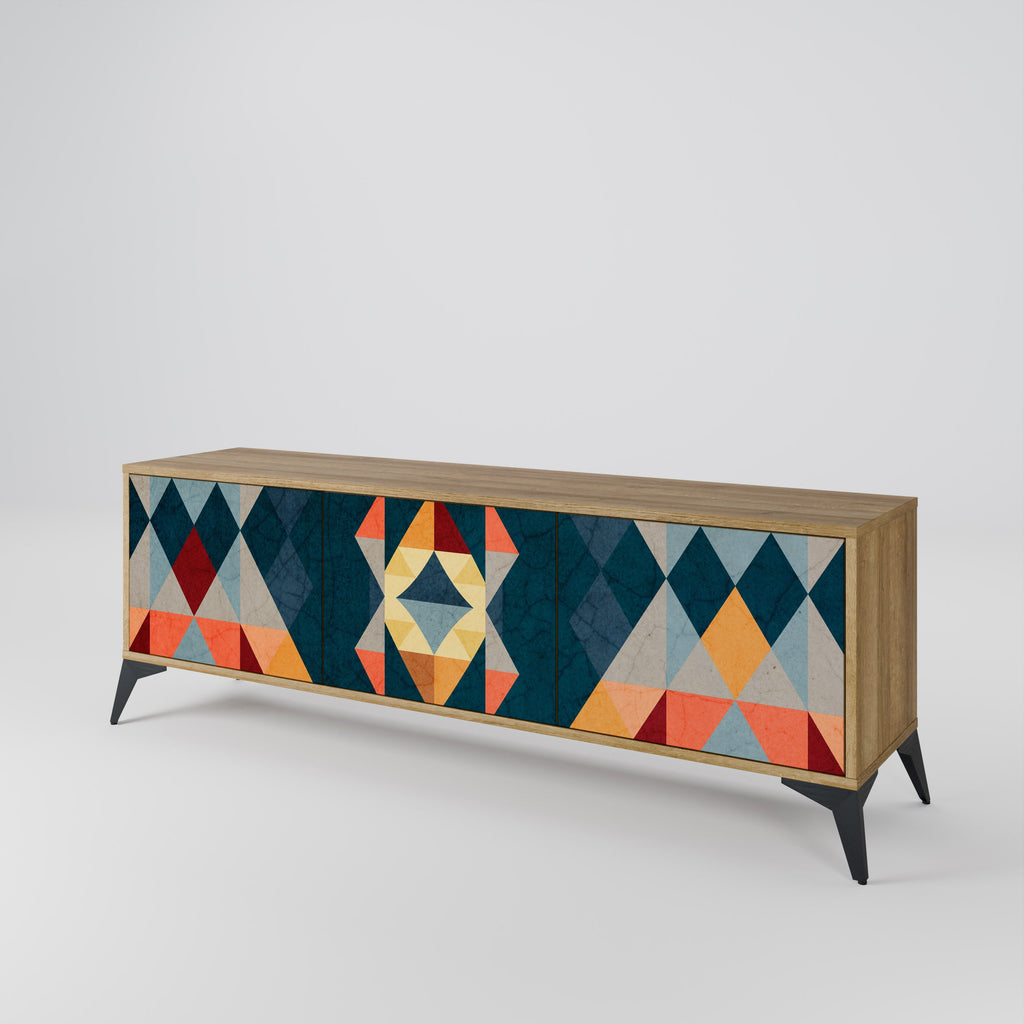 Meuble TV 3 portes CRACKED ILLUSION effet chêne