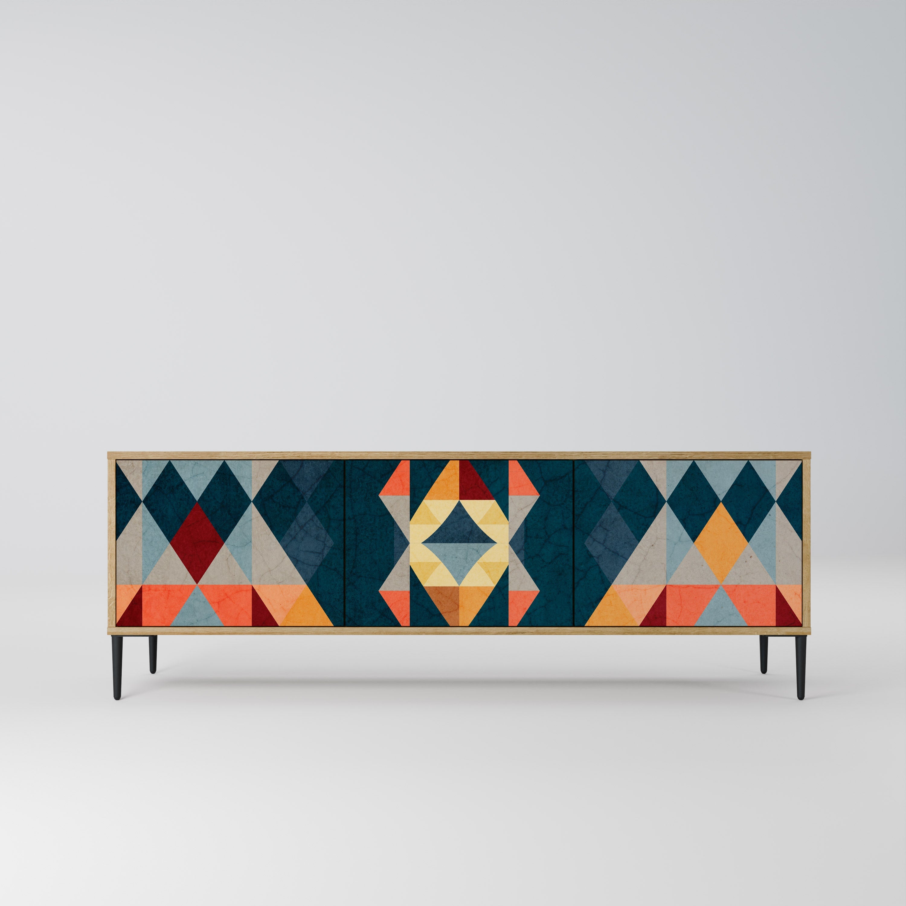 Meuble TV 3 portes CRACKED ILLUSION effet chêne