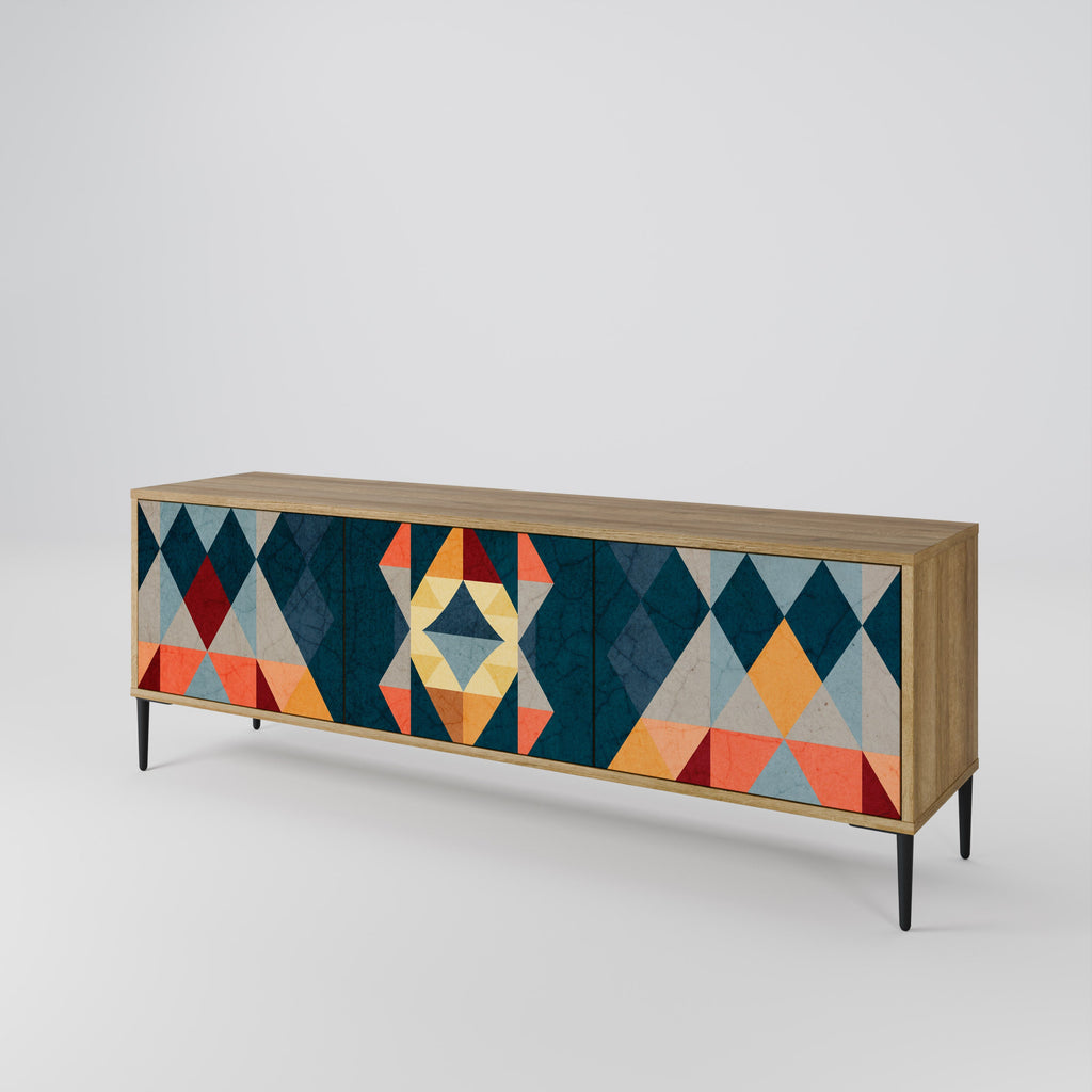 Meuble TV 3 portes CRACKED ILLUSION effet chêne