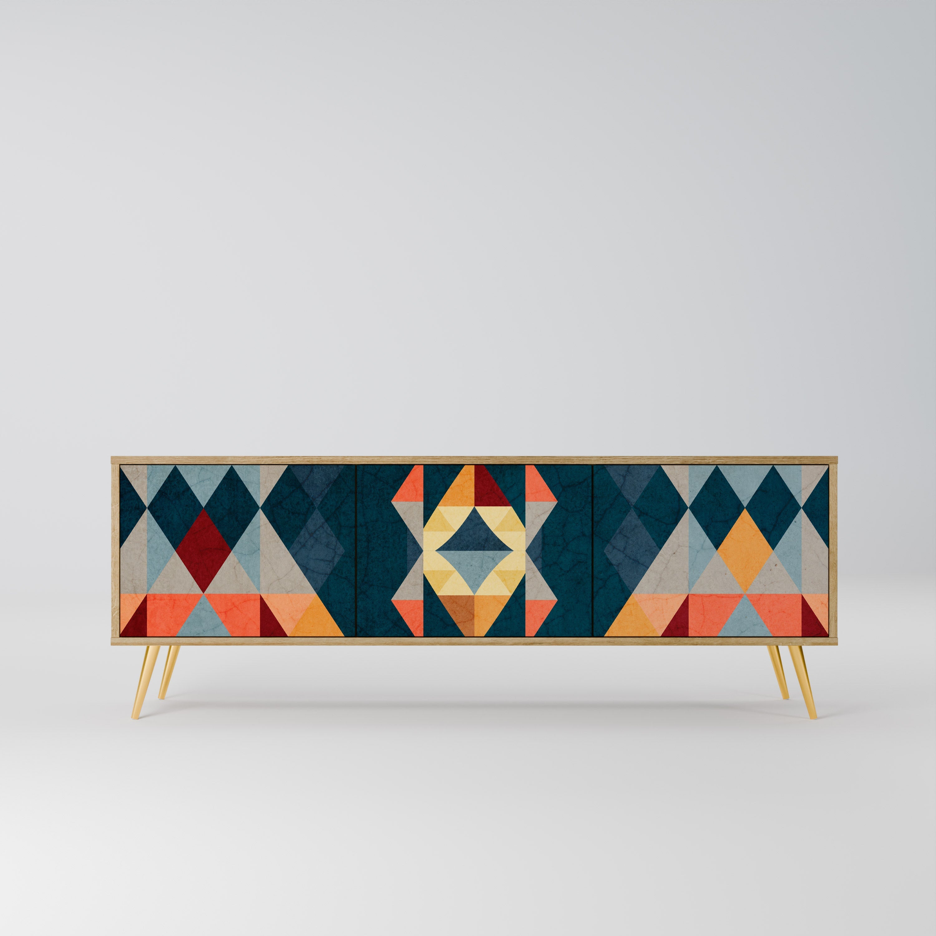 Meuble TV 3 portes CRACKED ILLUSION effet chêne