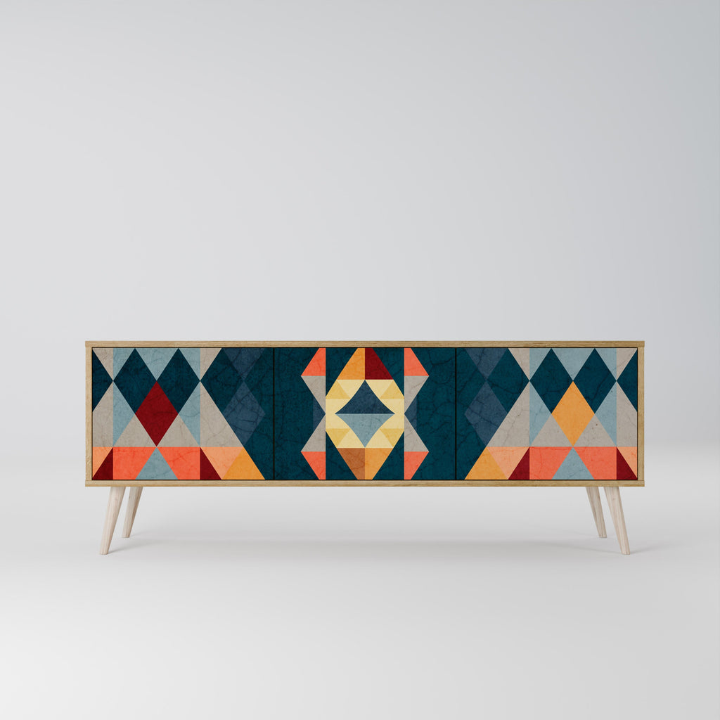 Meuble TV 3 portes CRACKED ILLUSION effet chêne