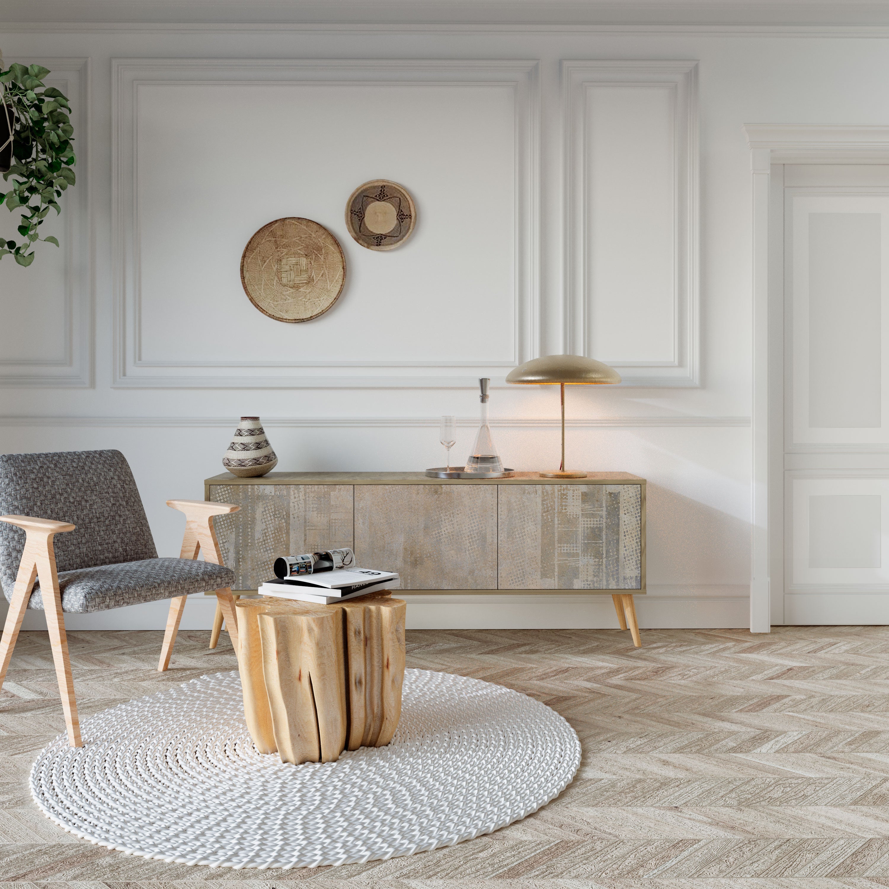 ERREUR D'ÉCRAN Meuble TV 3 portes effet chêne